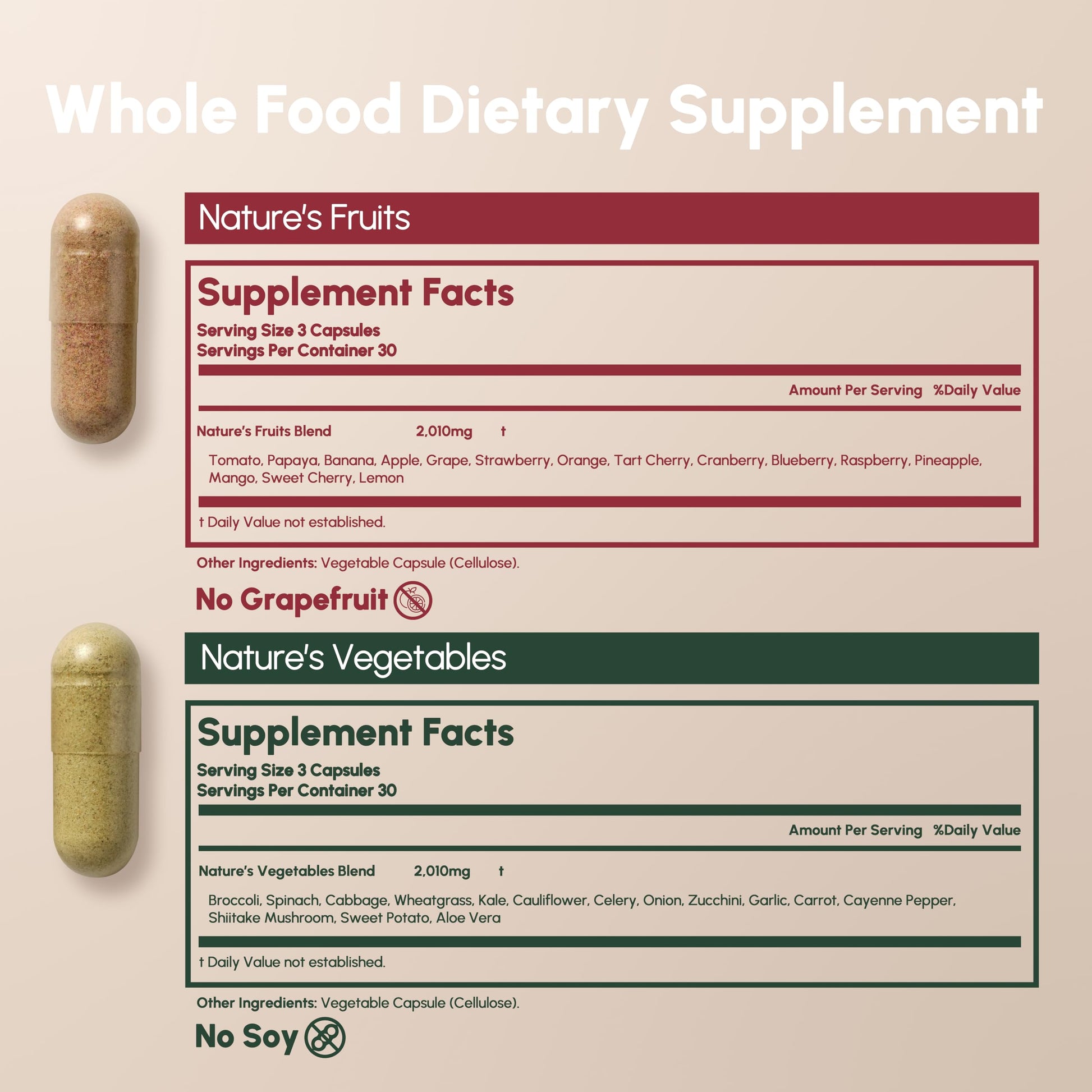 Equal Supplements Fruits and Vegetables Capsules | 2 Month Supply | GMP Certified-Manufactured in US | Fruit and Veggies Supplement for Balance | of Nature, Fruit and Vegetable Capsule for Adults Equal SupplementsAu supplements