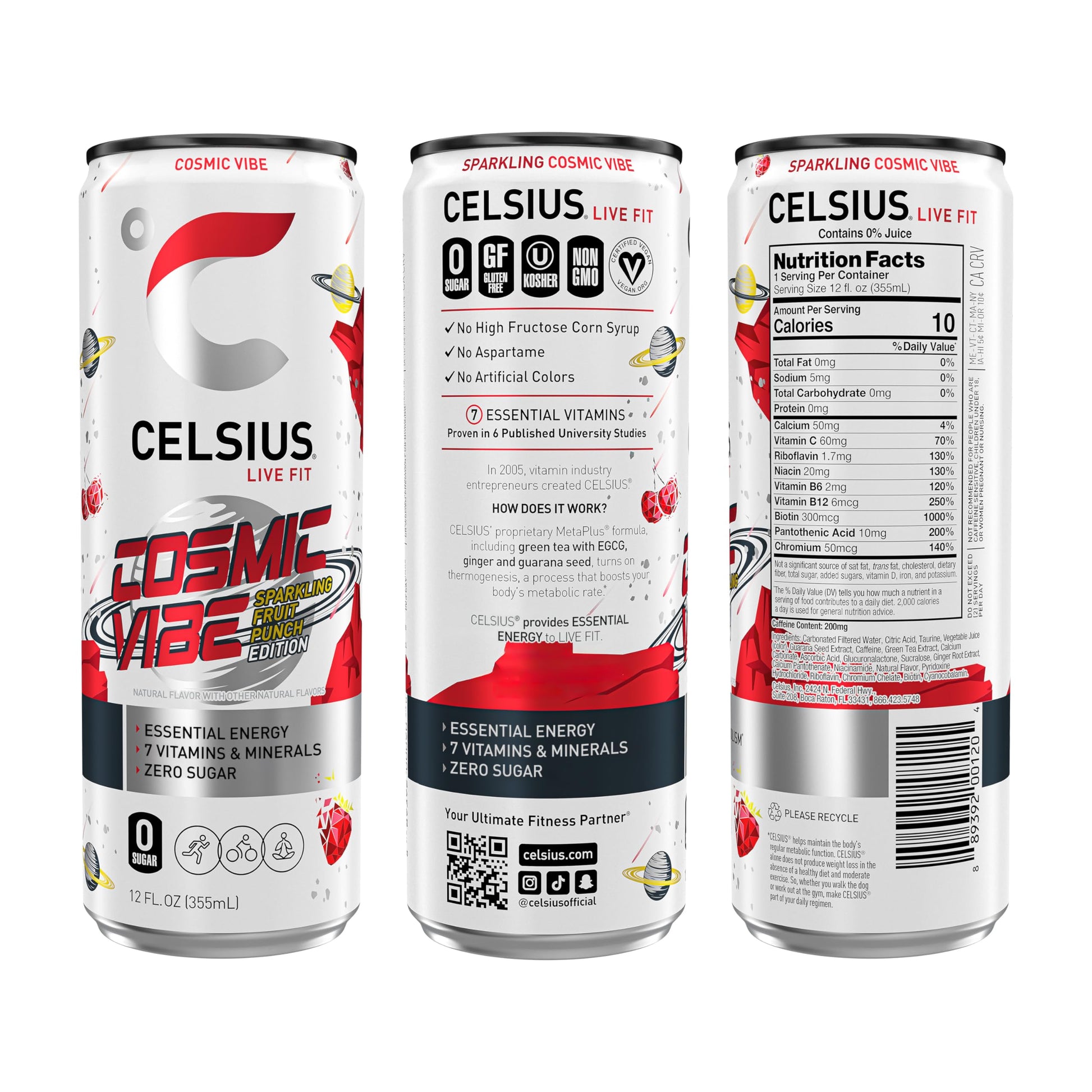 CELSIUS Sparkling Cosmic Vibe, Functional Essential Energy Drink 12 Fl Oz (Pack of 12) CELSIUSUS supplements