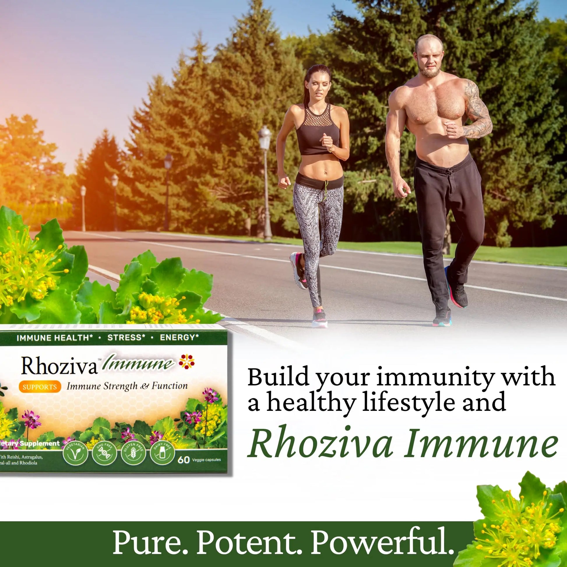 Immune Support, Energy Booster with Vitamin C, D3 and Zinc Supplement, Rhodiola Rosea, Reishi Mushroom Extract, Astragalus, Overall Wellness and Daily Habit - 60 Capsules RhozivaAu supplements
