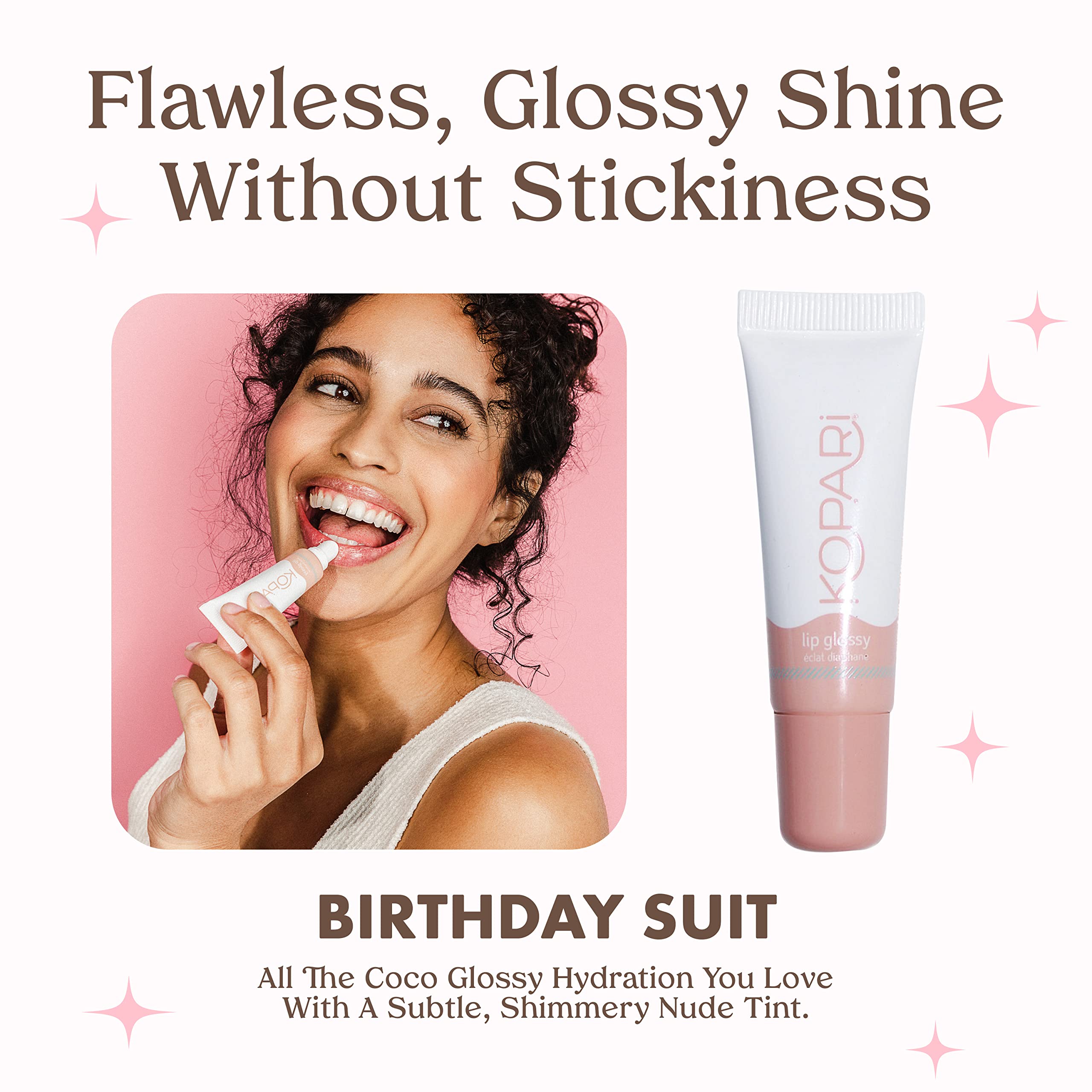 Kopari Coconut Lip Glossy | Nude Tint Birthday Suit | Vegan Hydrating Moisturizing Lip Oil Vitamin E Shea Butter Long Wear High Shine Non Sticky | Clean Plant Based Non Toxic Balm Paraben Free KopariAu supplements