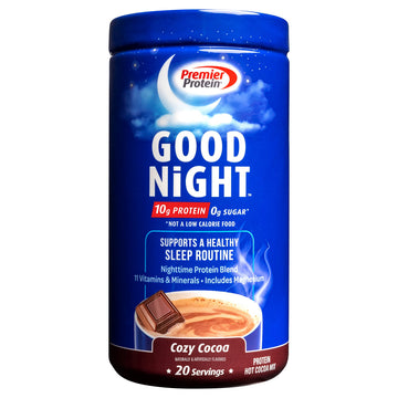 Premier Protein Good Night Protein Powder, Hot Cocoa Mix, 10g Protein, 0g Sugar Premier ProteinUS supplements