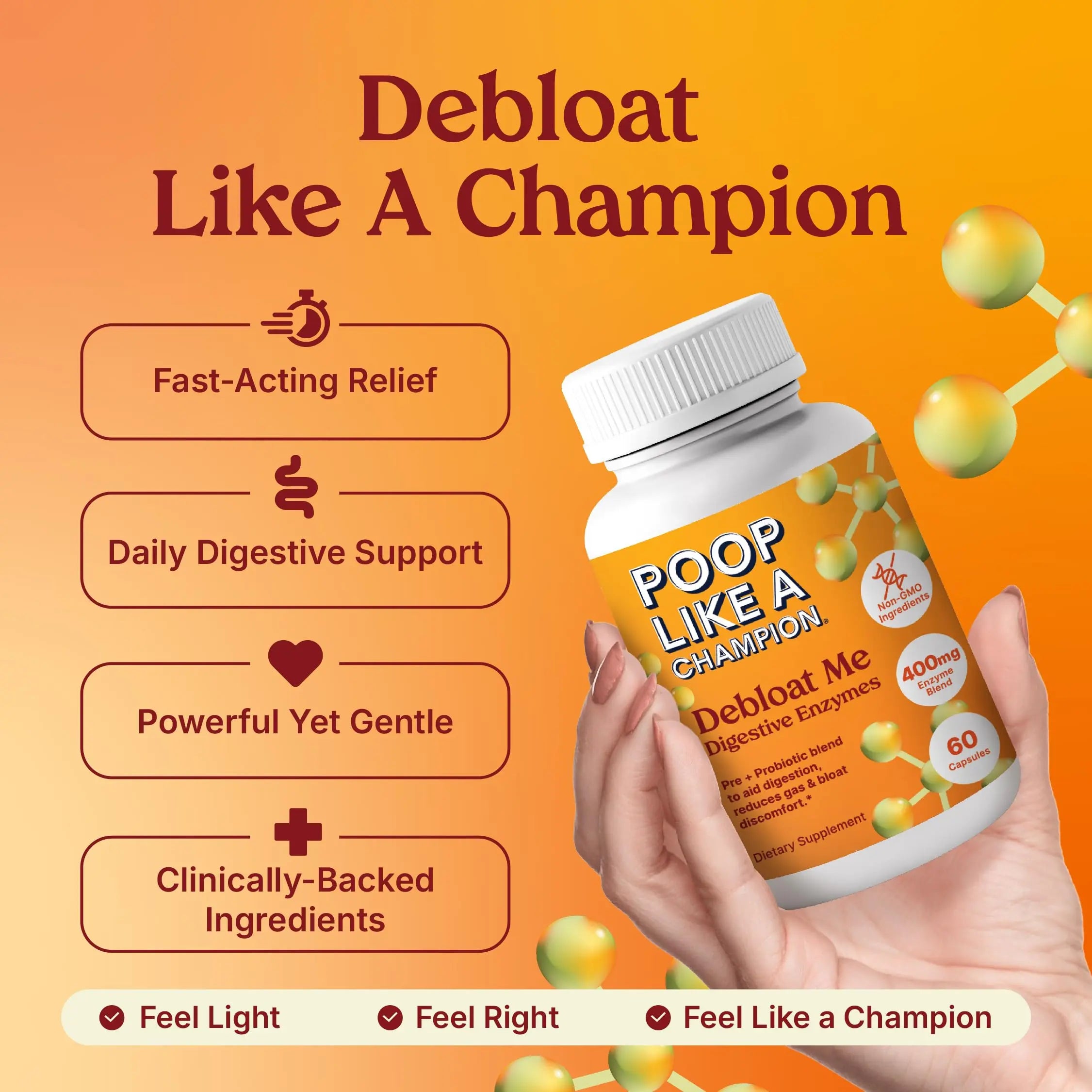 Poop Like a Champion Bloating Relief Digestive Enzymes, Probiotic Powered Capsules to Support Digestive Health and Gas Relief, 60 Capsules Poop Like a ChampionAu supplements