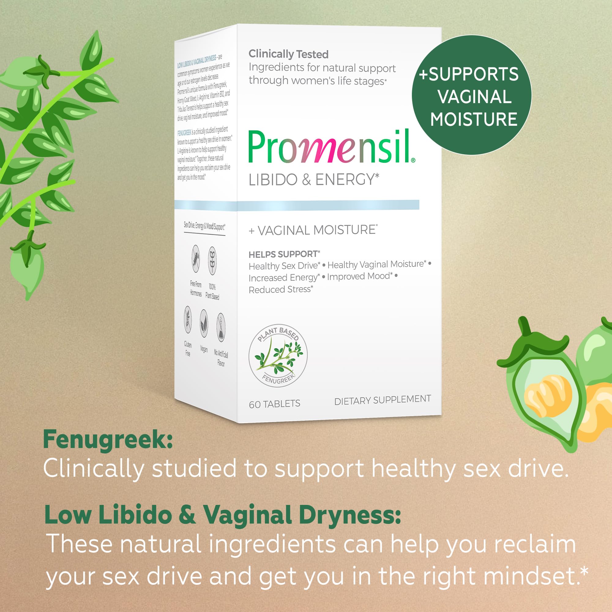 Promensil Libido & Energy - Libido Booster for Women, Sexual Health Support for Women with Low Estrogen, Fenugreek, Horny Goat Weed & Vitamins for Menopause, Clinically Proven - 30 Day Supply PromensilAu supplements