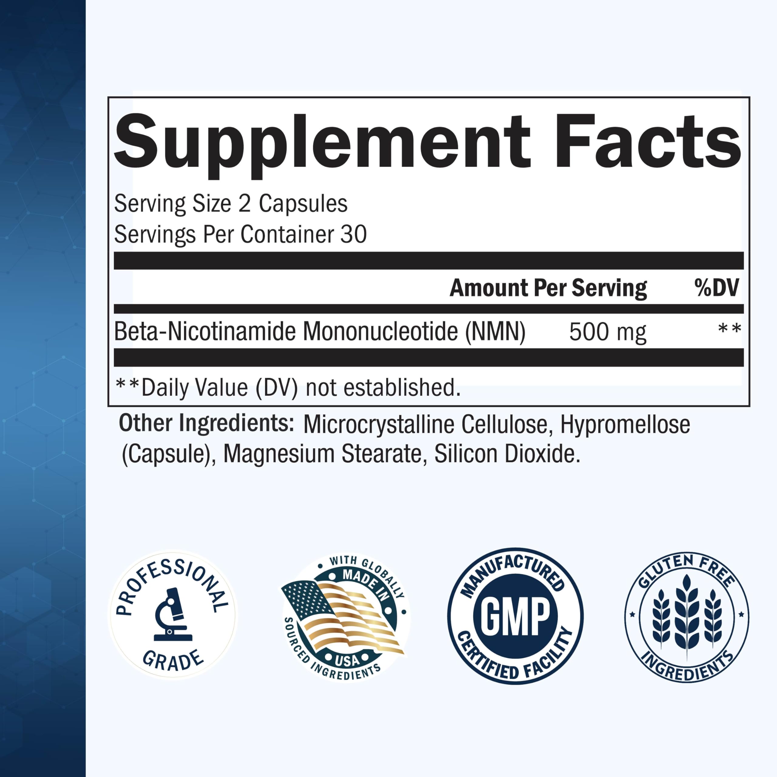 BioSchwartz NMN Supplement - 500mg Nicotinamide Mononucleotide - 30 Servings, 60 Capsules - Made in The USA with Premium Globally Sourced Ingredients, Third-Party Tested, Gluten-Free NMN Supplement BioSchwartzAu supplements
