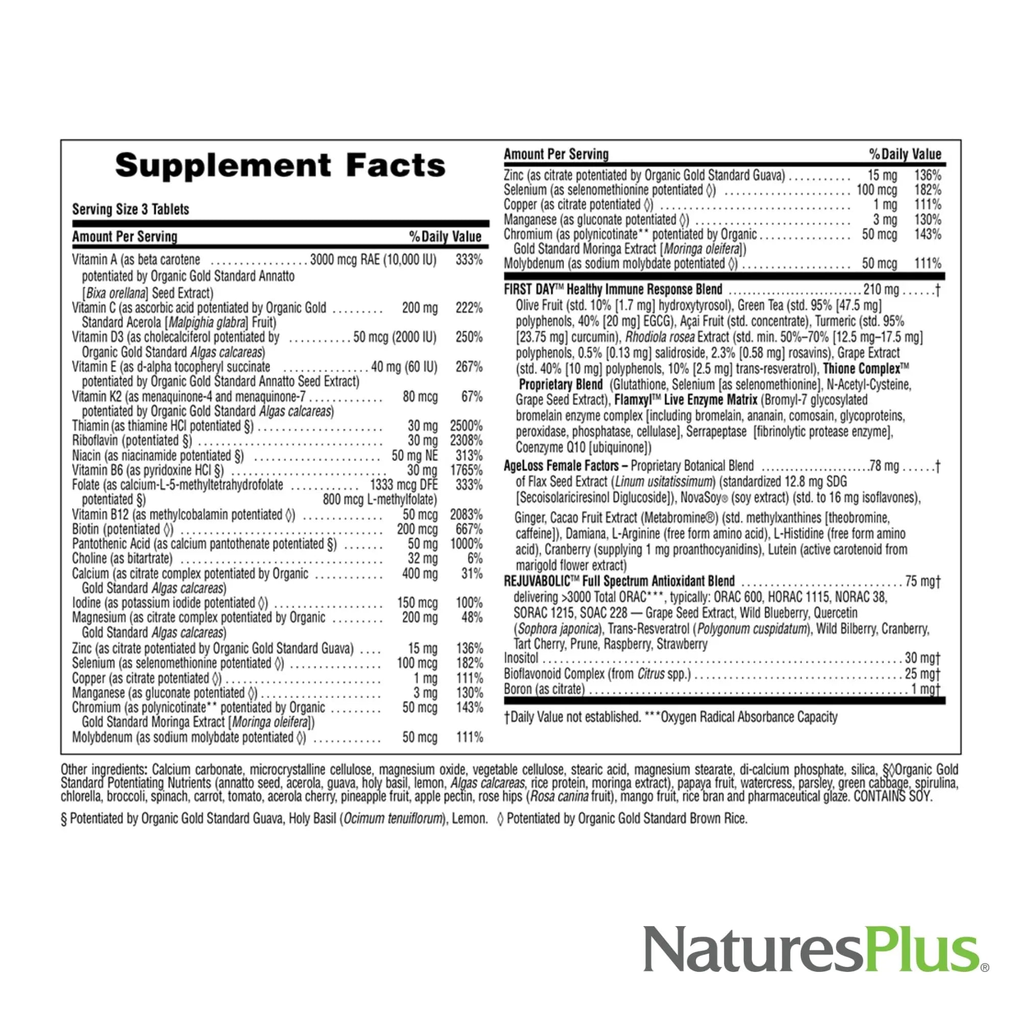 NaturesPlus AgeLoss Women’s Multi - 90 Tablets - Anti-Aging Multivitamin & Mineral Supplement, Menstrual & Menopausal Support, Antioxidant Nature's PlusAu supplements