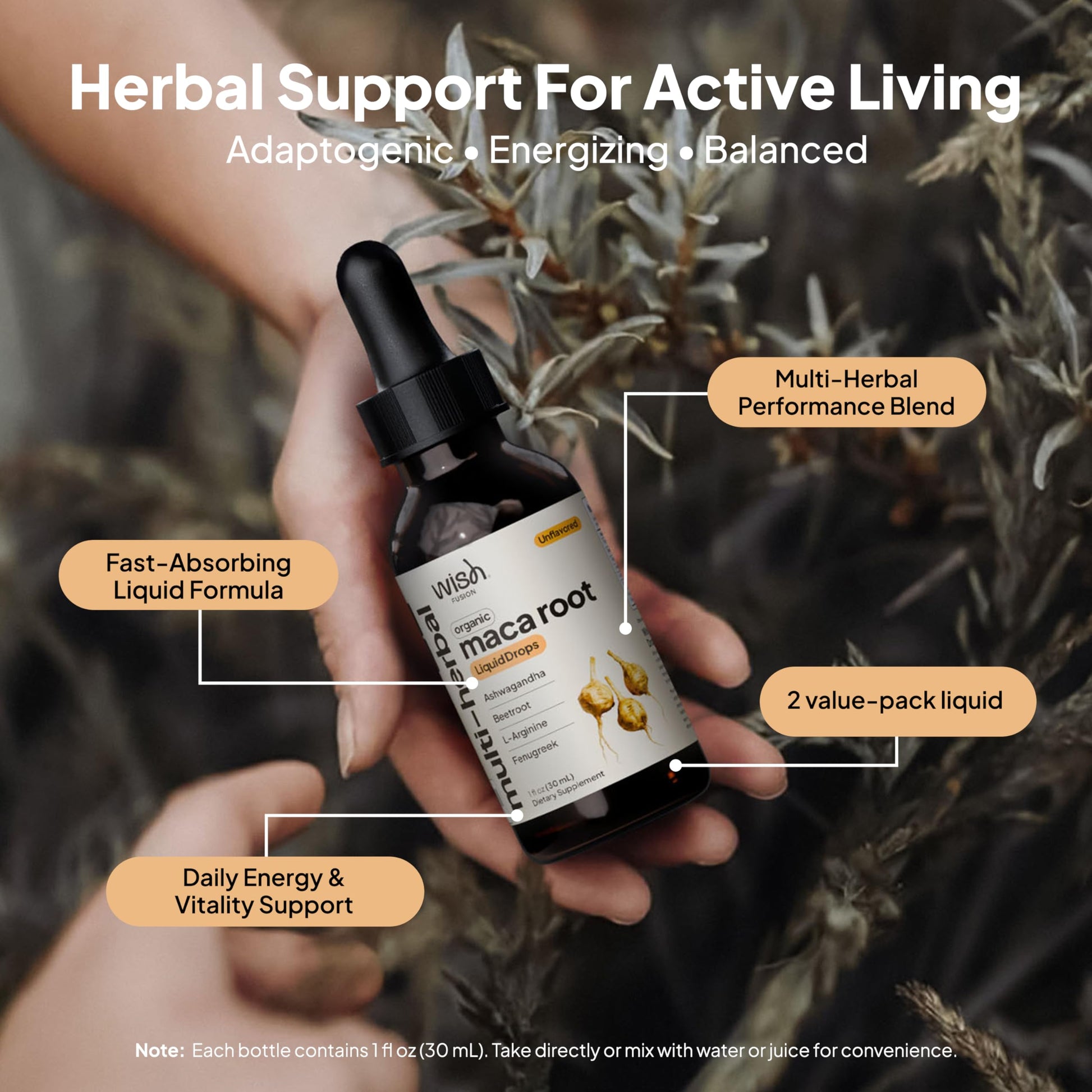 Wish Fusion Maca Root Liquid Drops 2 Pack Organic Maca Root Drops for Energy Support Hormone Balance, Mood Maca Root, Ashwagandha & Tongkat Ali Blend, Liquid Maca Root Extract Fenugreek & Beetroot Wish FusionAu supplements