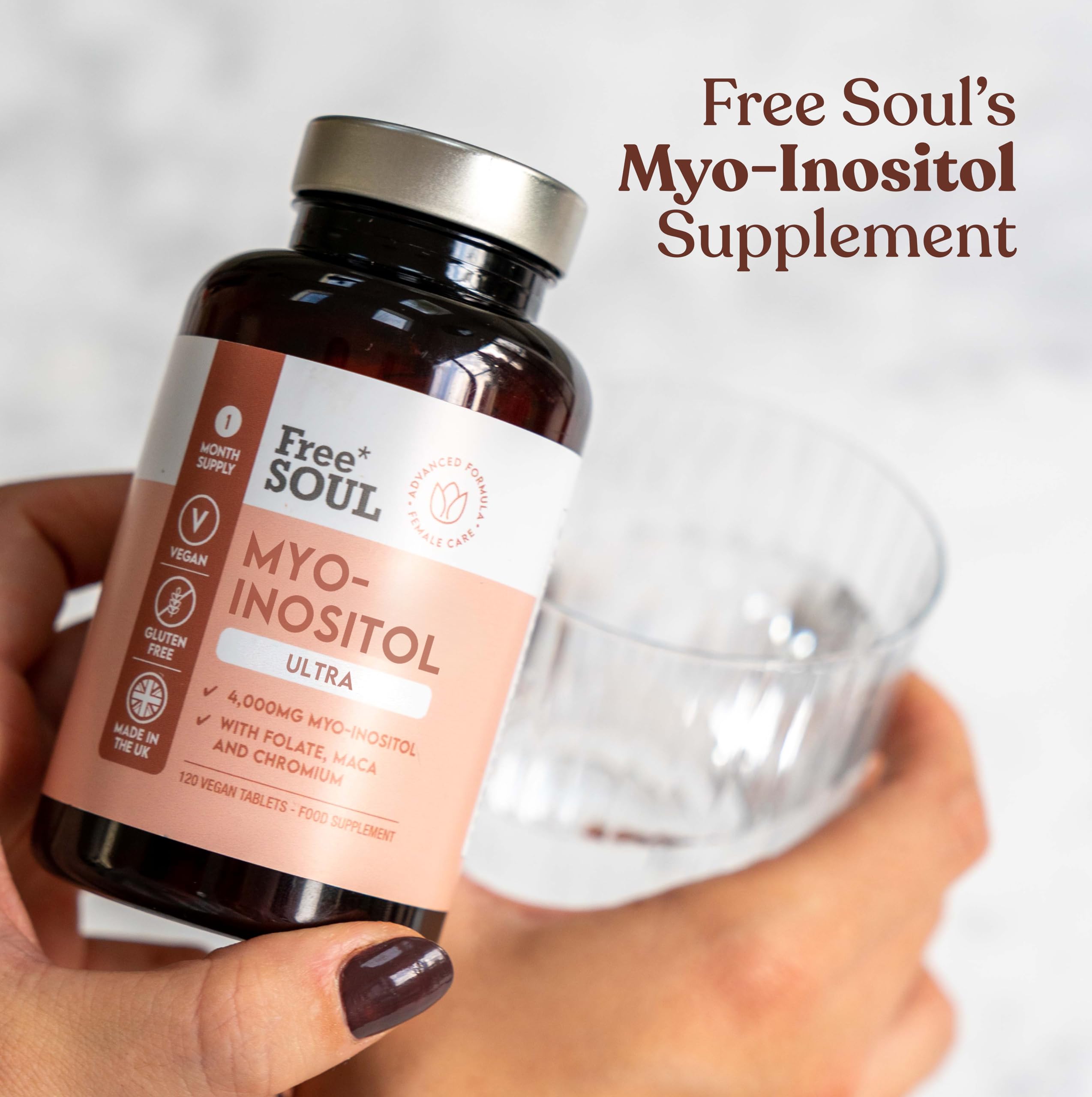 Free Soul Myo-Inositol Ultra Supplement with 4,000mg Myo-Inositol, 200ug Folate, 100ug Free SoulUS supplements