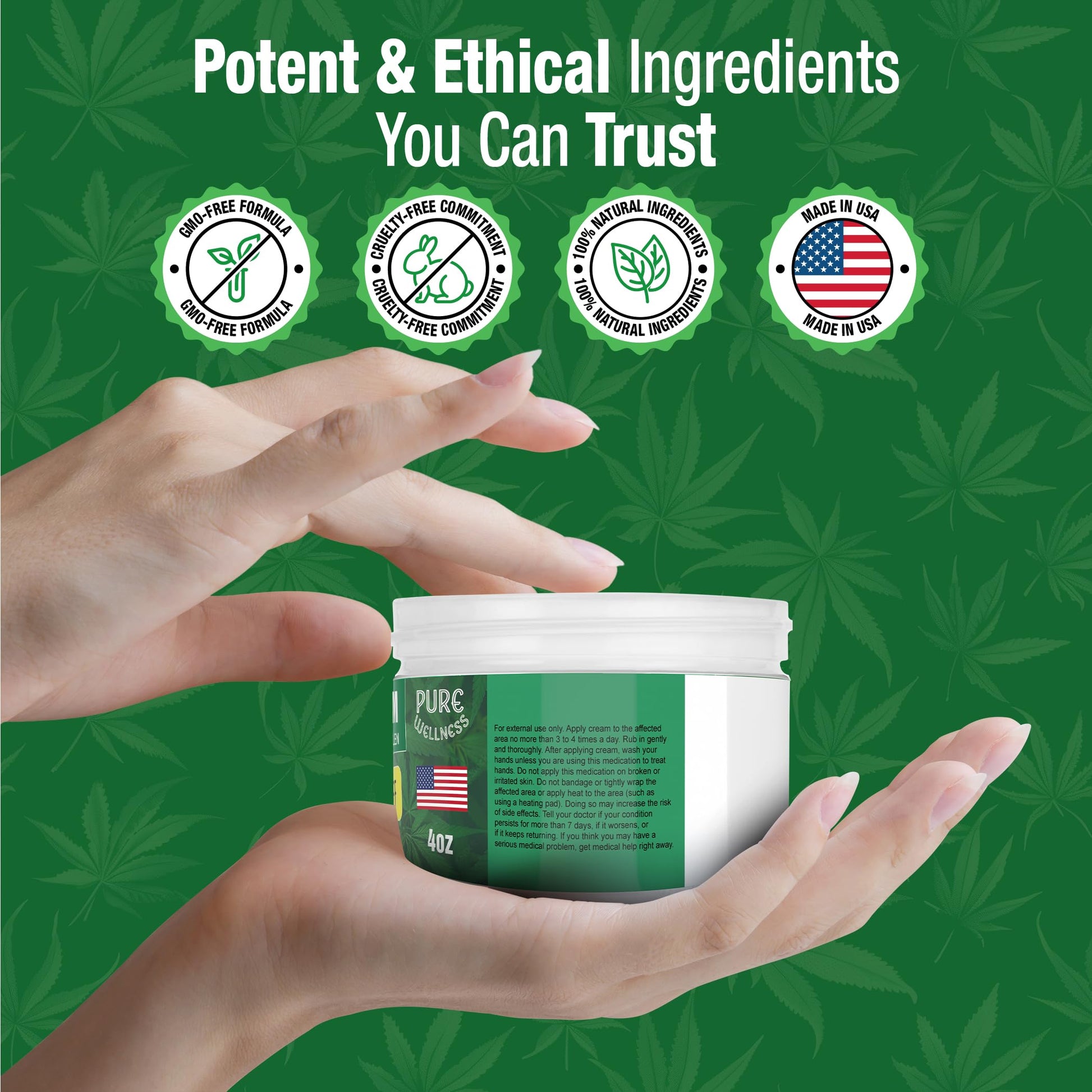 Pure Wellness Hemp Cream Maximum Strength 100,000mg with MSM, Arnica & Bee Pollen - 4 Oz, Supports Relief & Soothing from Joint, Muscle, Shoulder, Back, Knee and Nerve Discomfort - 1 Pack Pure WellnessAu supplements