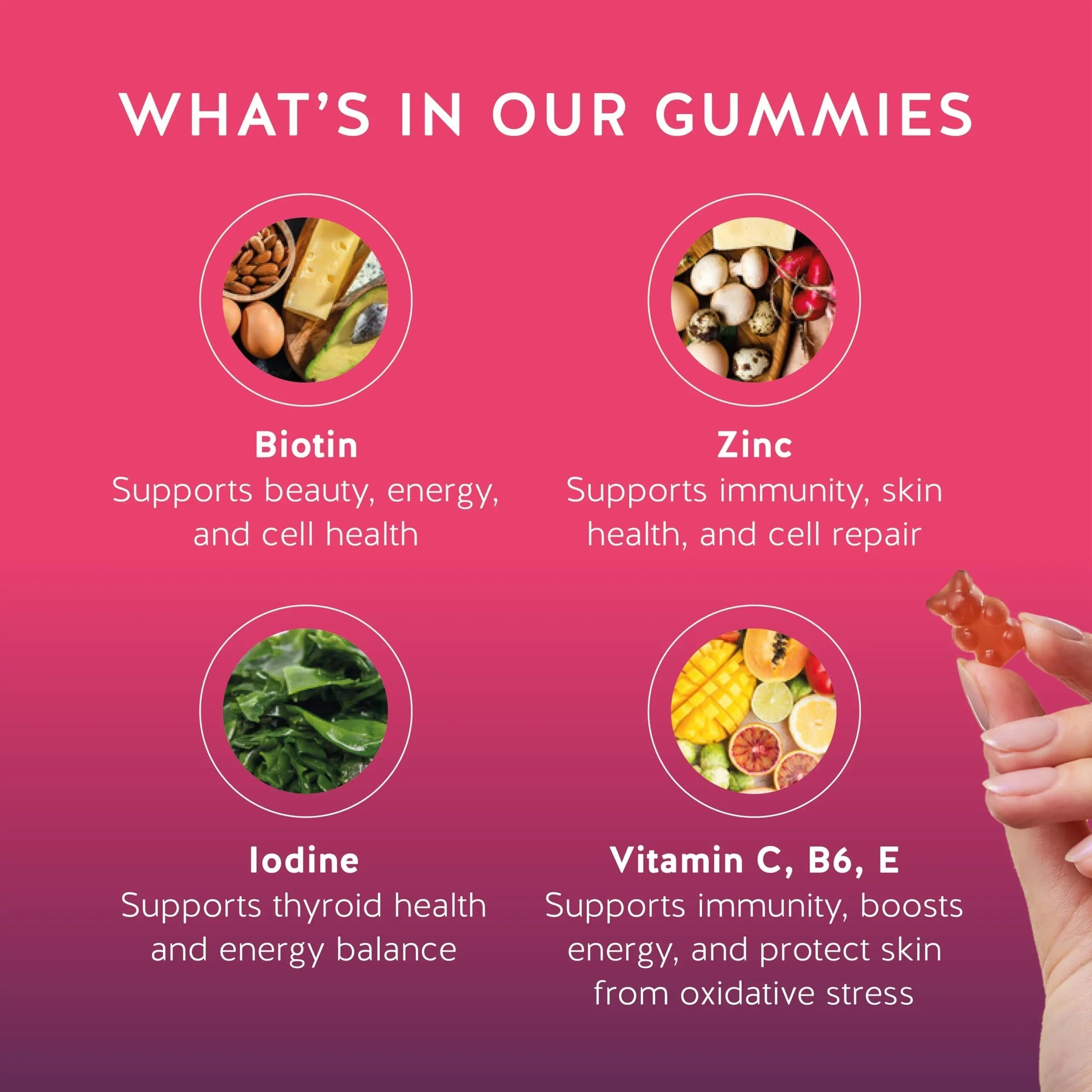 Biotin Gummies for Hair, Skin & Nails. 5,000 mcg High Potency Vegan Vitamins for Faster Hair Growth, Stronger Nails & Healthy Skin. with Vitamins C & E, 90 Gummies Bears with BenefitsAu supplements