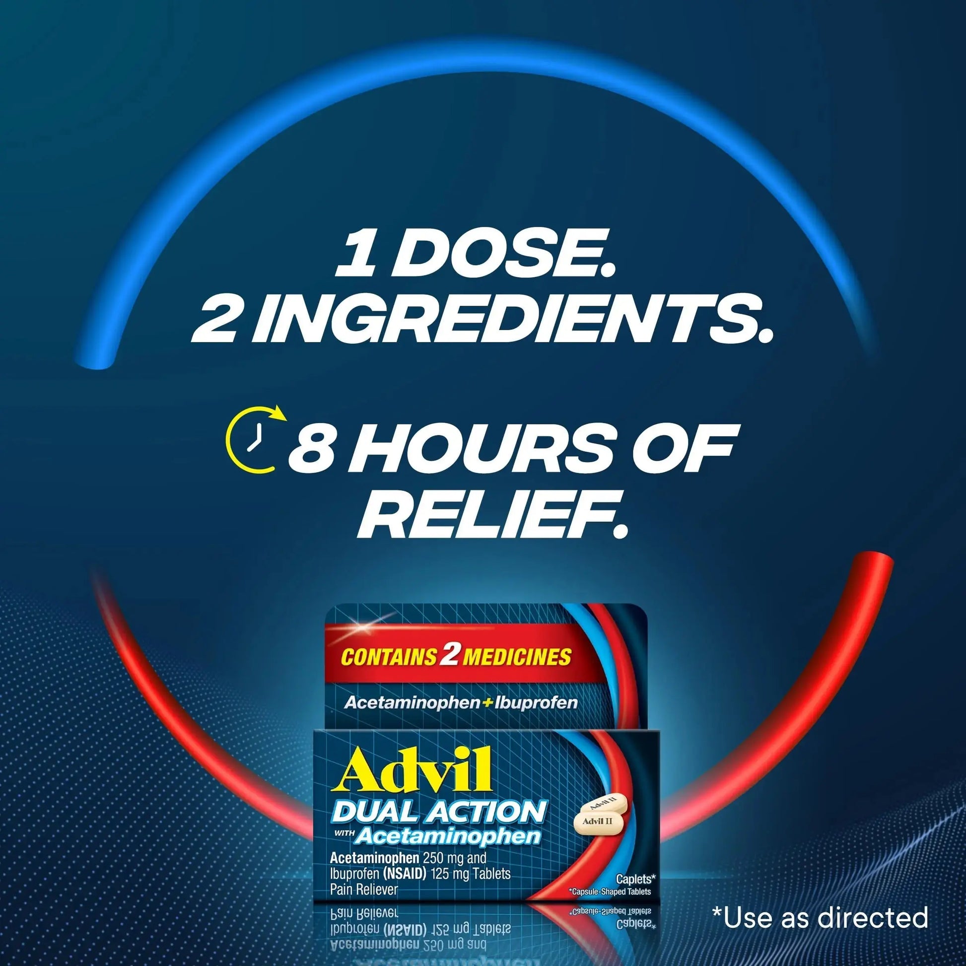 Advil Dual Action Coated Caplets, 125 Mg Ibuprofen and 250 Mg Acetaminophen per Dose (2 Dose Equivalent) for 8 Hour Pain Relief - 216 Count AdvilAu supplements