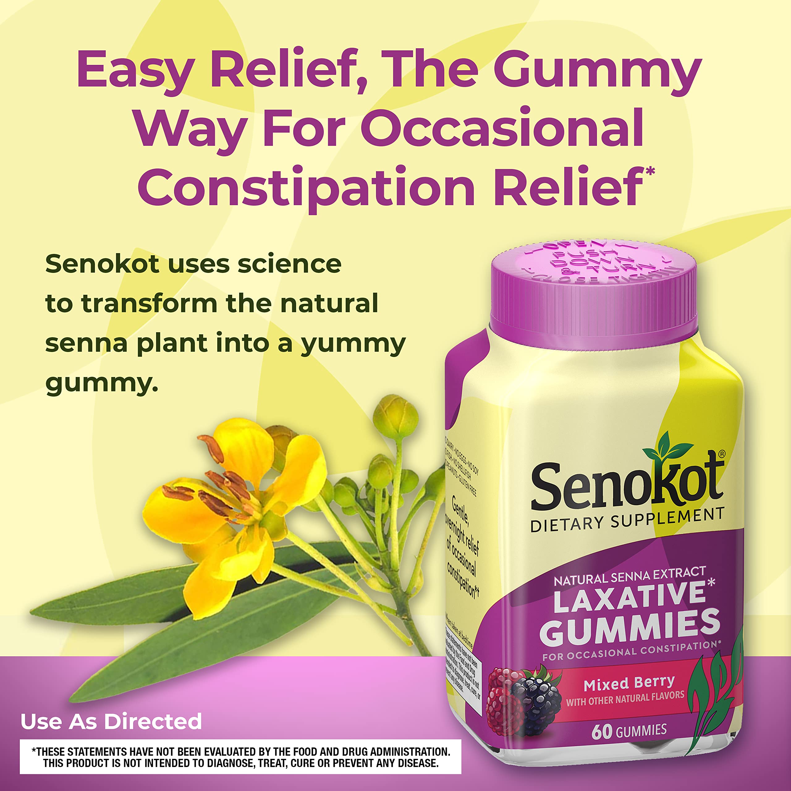 Senokot Dietary Supplement Laxative Gummies, Natural Senna Extract, Gentle, Overnight Relief SenokotAu supplements
