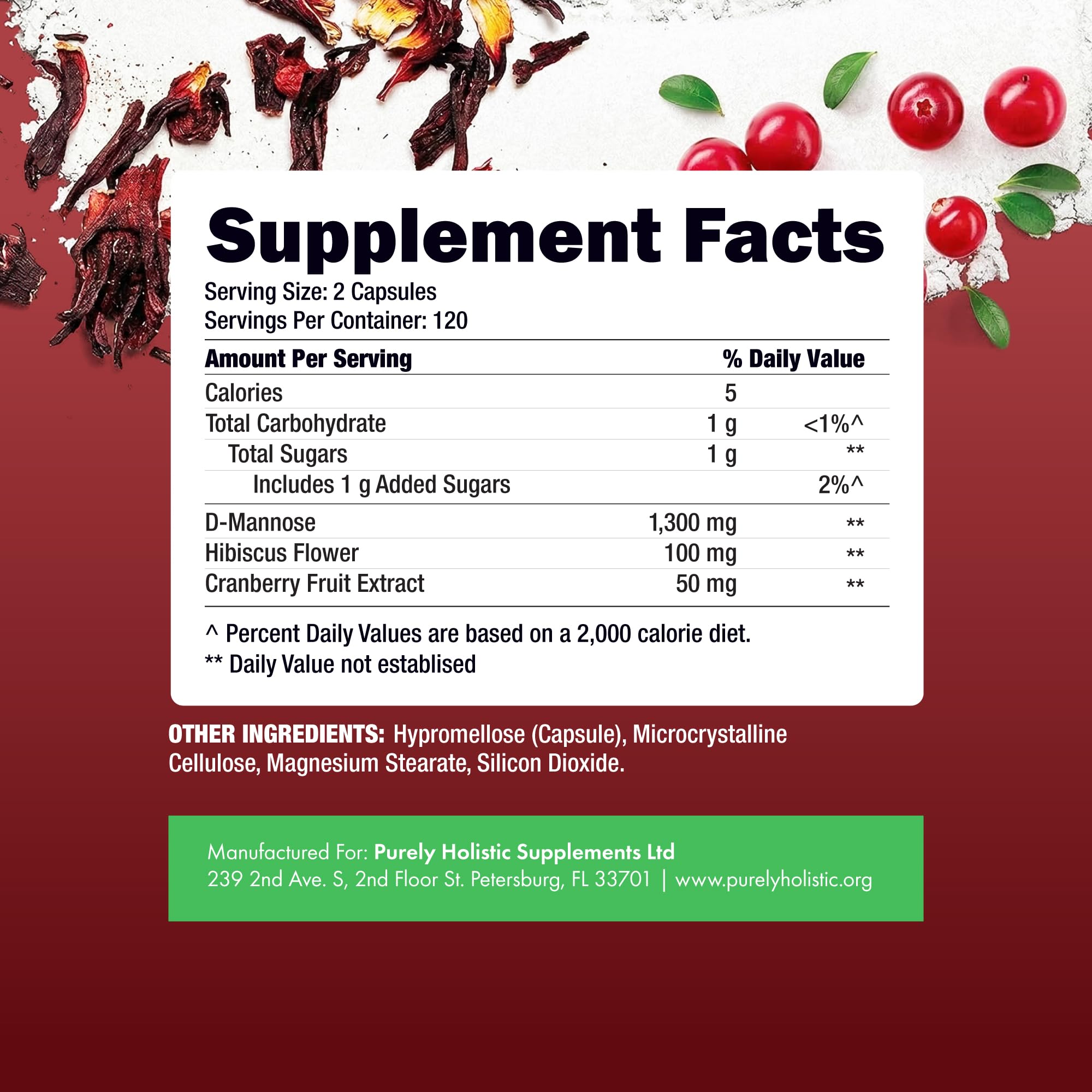 D Mannose with Cranberry | Drug-Free Urinary Tract Health Support | Evidence-Based DMannose 1300mg for Urinary & Bladder Health for Women | D Mannose Supplements for Women & Men | Non-GMO | 240 Ct Purely HolisticAu supplements