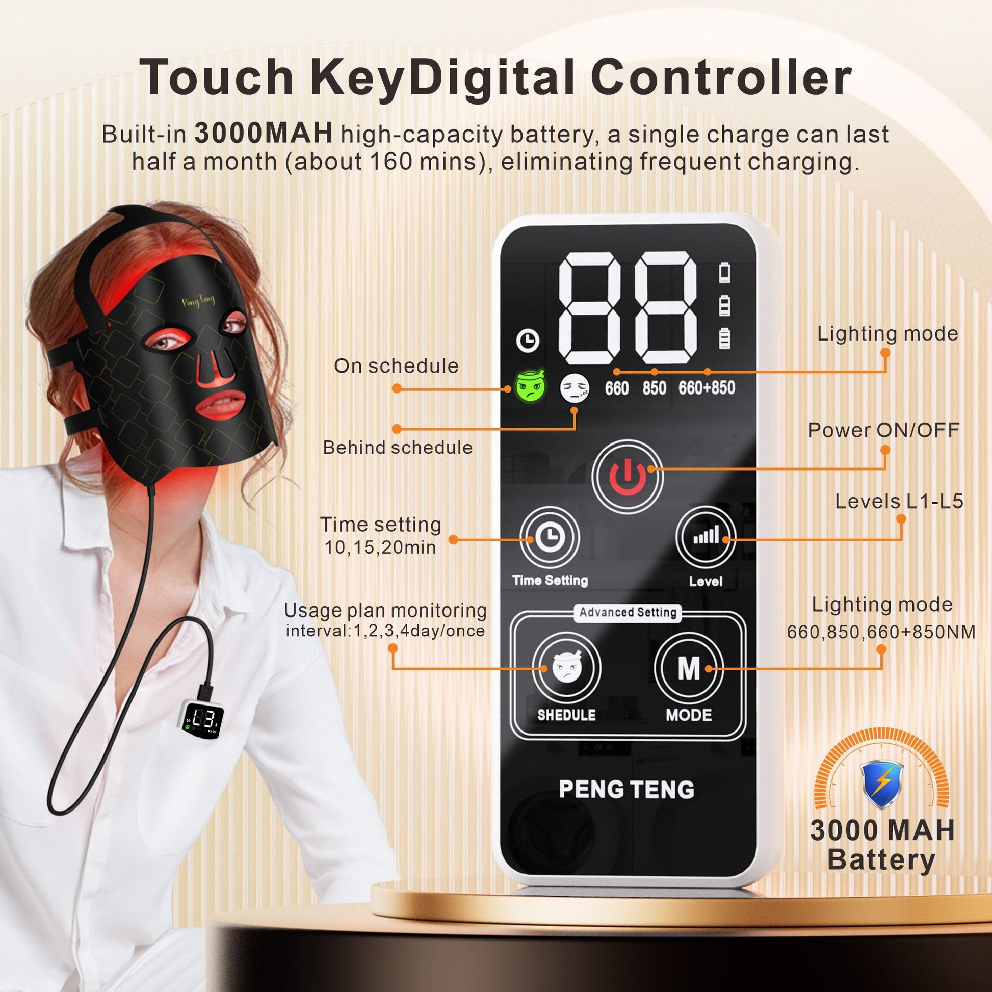 Peng Teng Red Light Therapy for Face, 660NM and 850NM,Innovative use of Monitoring,red Light Therapy Masks PengTengAu supplements