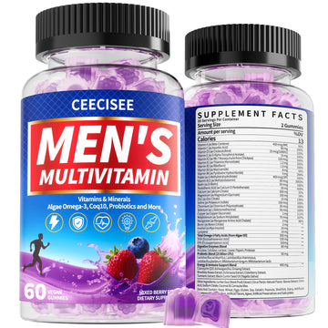 Ceecisee Men’s Methylated Multivitamin Gummies: Chewable Multivitamins Mens Gummy with Omega Probiotic Magnesium Zinc Vitamins B12 D3 - No Iron Daily Supplement Support Energy Immune for Men(120Count) CeeciseeAu supplements