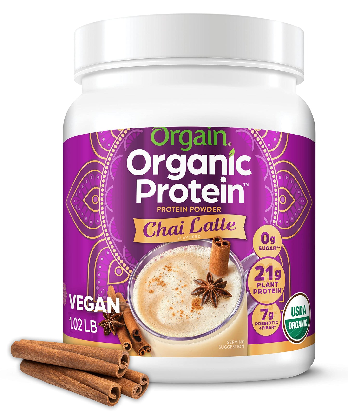 Orgain Organic Vegan Protein Powder, Chai Latte - 21g Plant Based Protein, Gluten Free OrgainUS supplements