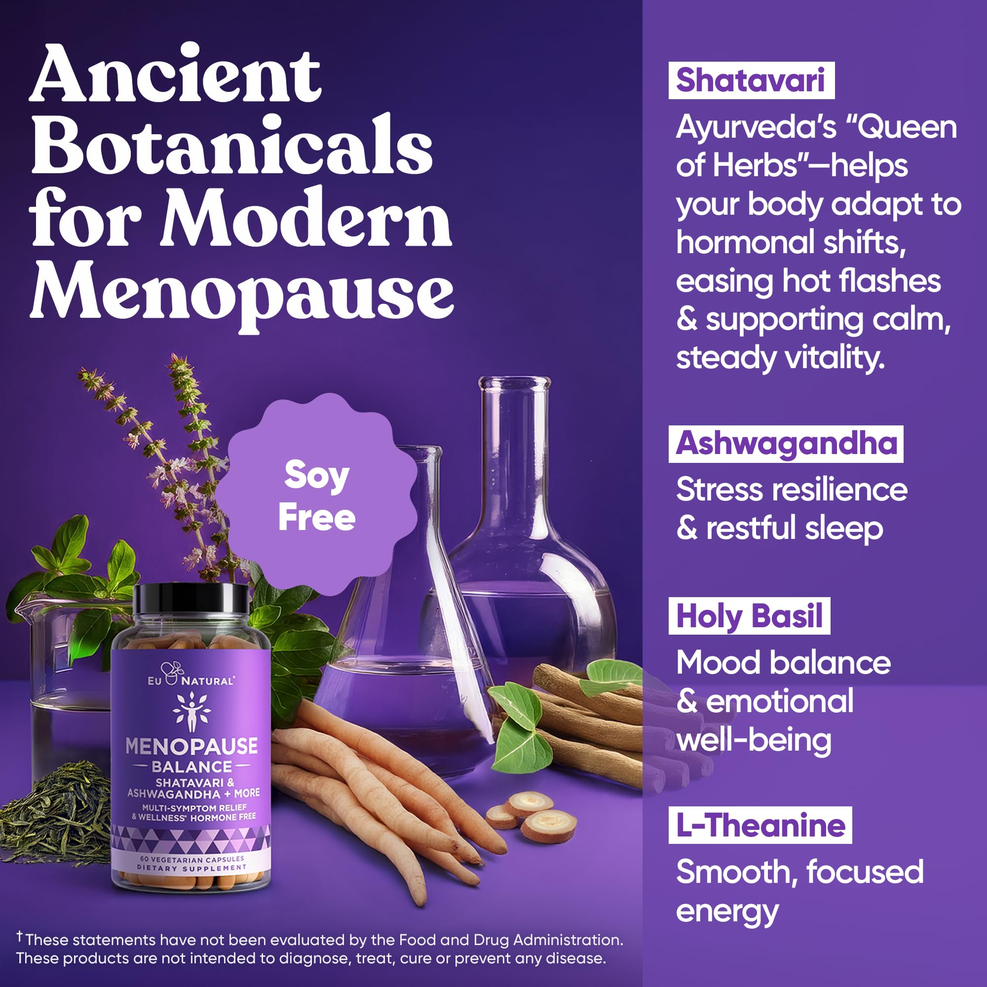 Premium Menopause Supplement for Women – Menopause Balance with Shatavari, Ashwagandha, L-Theanine & Holy Basil – Holistic Multi-Symptom Menopause Support & Hot Flash Relief – 60 Vegetarian Capsules Eu NaturalAu supplements
