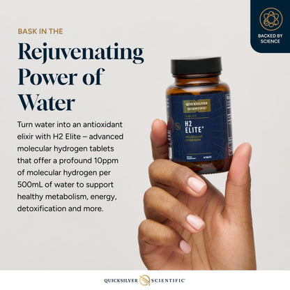 Quicksilver Scientific H2 Elite - Molecular Hydrogen for Energy + Metabolism Support, Water Tablets Perfect for Open Containers - Magnesium Malate Drink Additive (60 Molecular Hydrogen Tablets) Quicksilver ScientificUS supplements