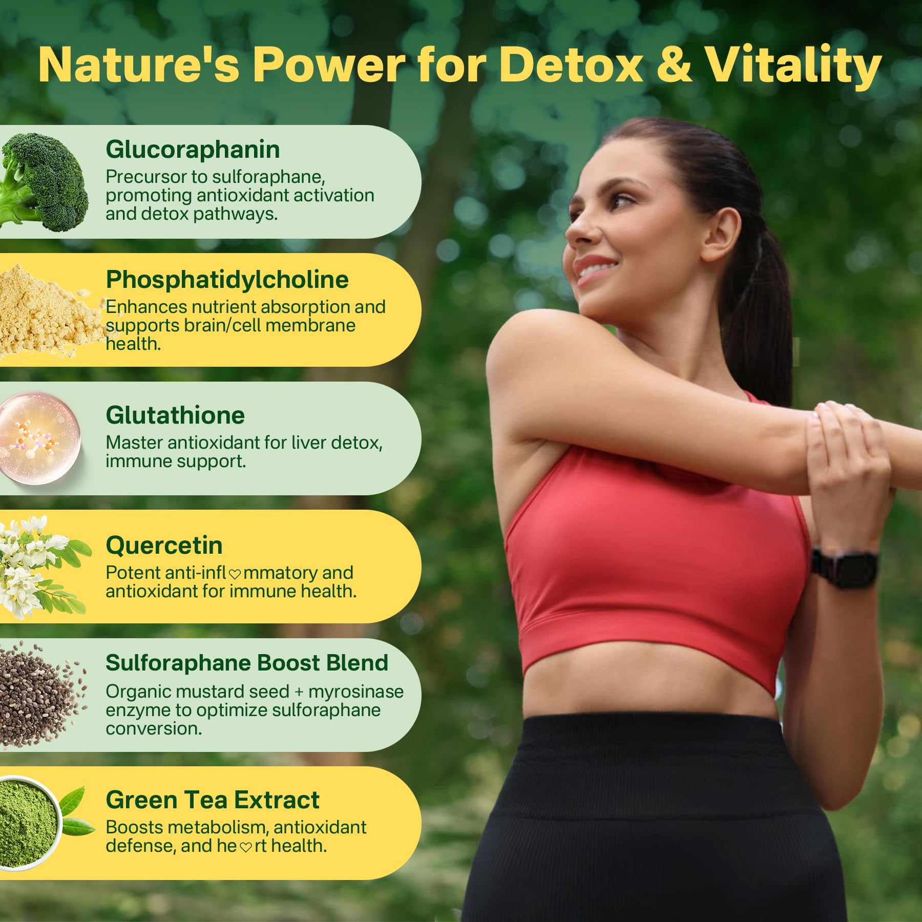Liposomal Sulforaphane Supplement 150mg, from Broccoli Seed Extract w/Myrosinase, Quercetin, Glutathione, Sulforaphane Supplement Gummies for Antioxidants Detox Cellular Brain Health, Chewable 60Cts LILICAREAu supplements