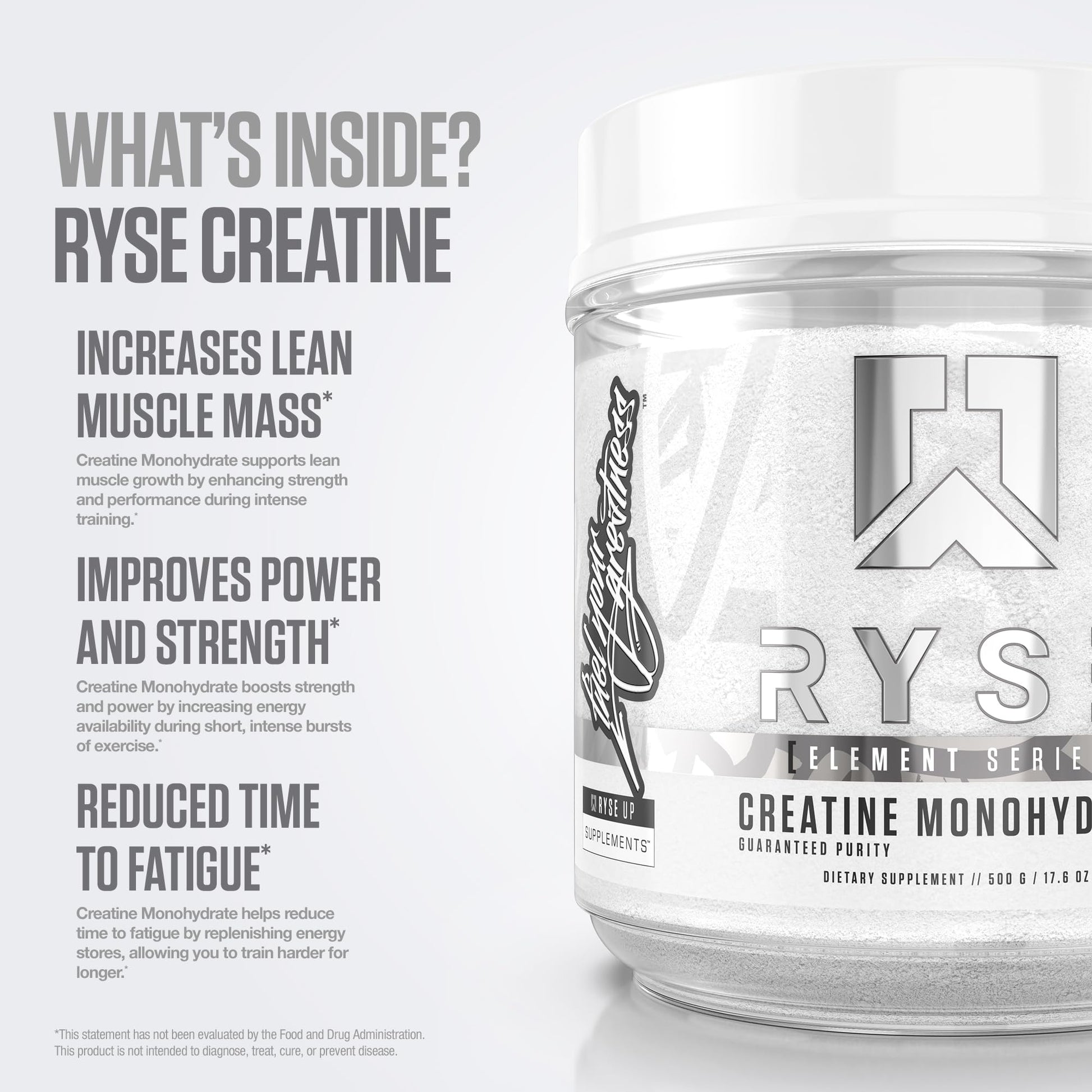 RYSE Creatine Monohydrate Powder - Unflavored - Supports Men & Women Lean Muscle Growth, Strength, Power, and Endurance - Helps Reduce Fatigue and Improve Workout Recovery - 100 Servings. RYSE Up SupplementsAu supplements