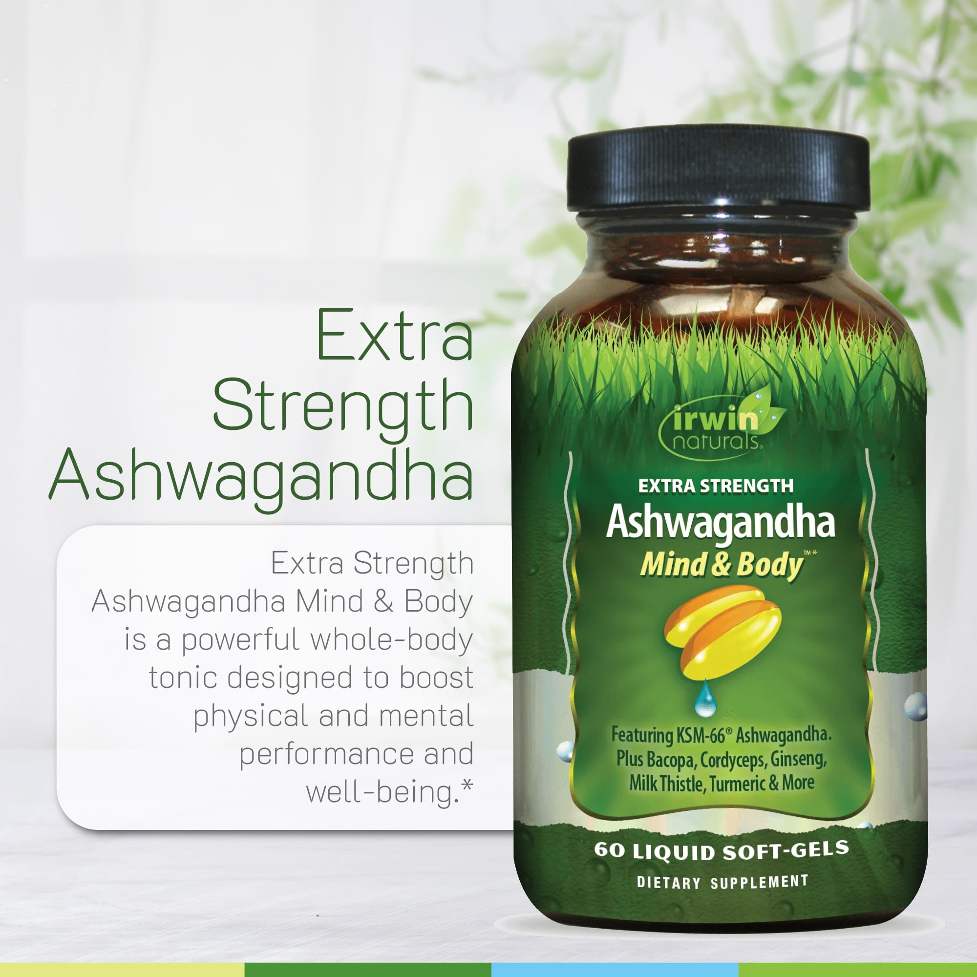 Irwin Naturals Extra Strength Ashwagandha - 60 Liquid Softgels - Helps Boost Physical & Mental Performance - with Turmeric & Milk Thistle Irwin NaturalsAu supplements