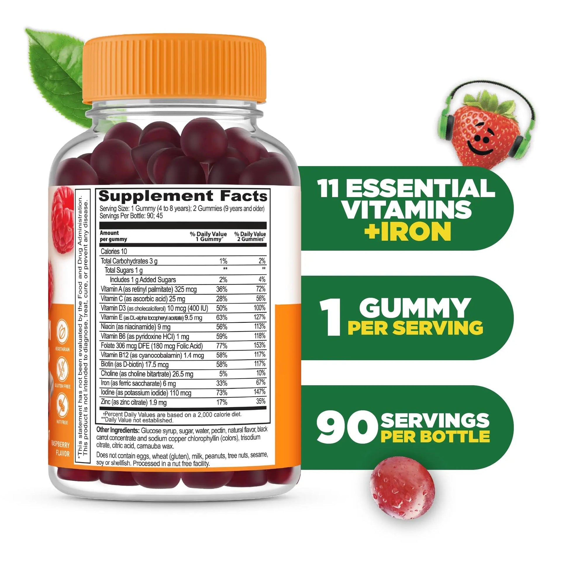 Lifeable Kids Multivitamin with Iron Gummies | Great Tasting Vitamins for Kids | Vegetarian Non-GMO Childrens Multivitamin | 90 Gummies LifeableAu supplements
