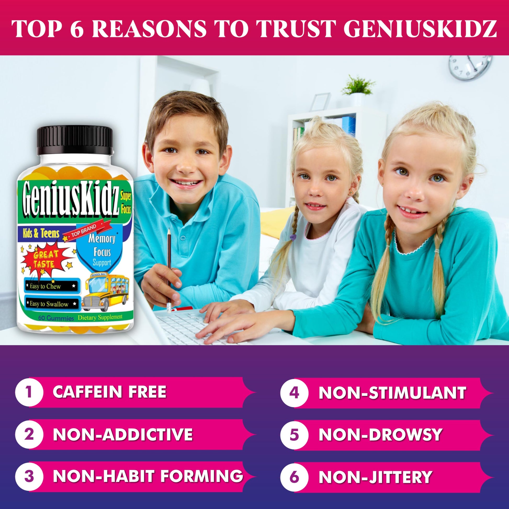 Celebrity Lifestyle Product Brain Support Focus Supplement for Kid and Teens Omega 3 Gummy Vitamin Memory and Attention, Brain Booster, Kid Focus Attention Supplement(1 Bottle) DHA 60ct Celebrity LifeStyle ProductAu supplements