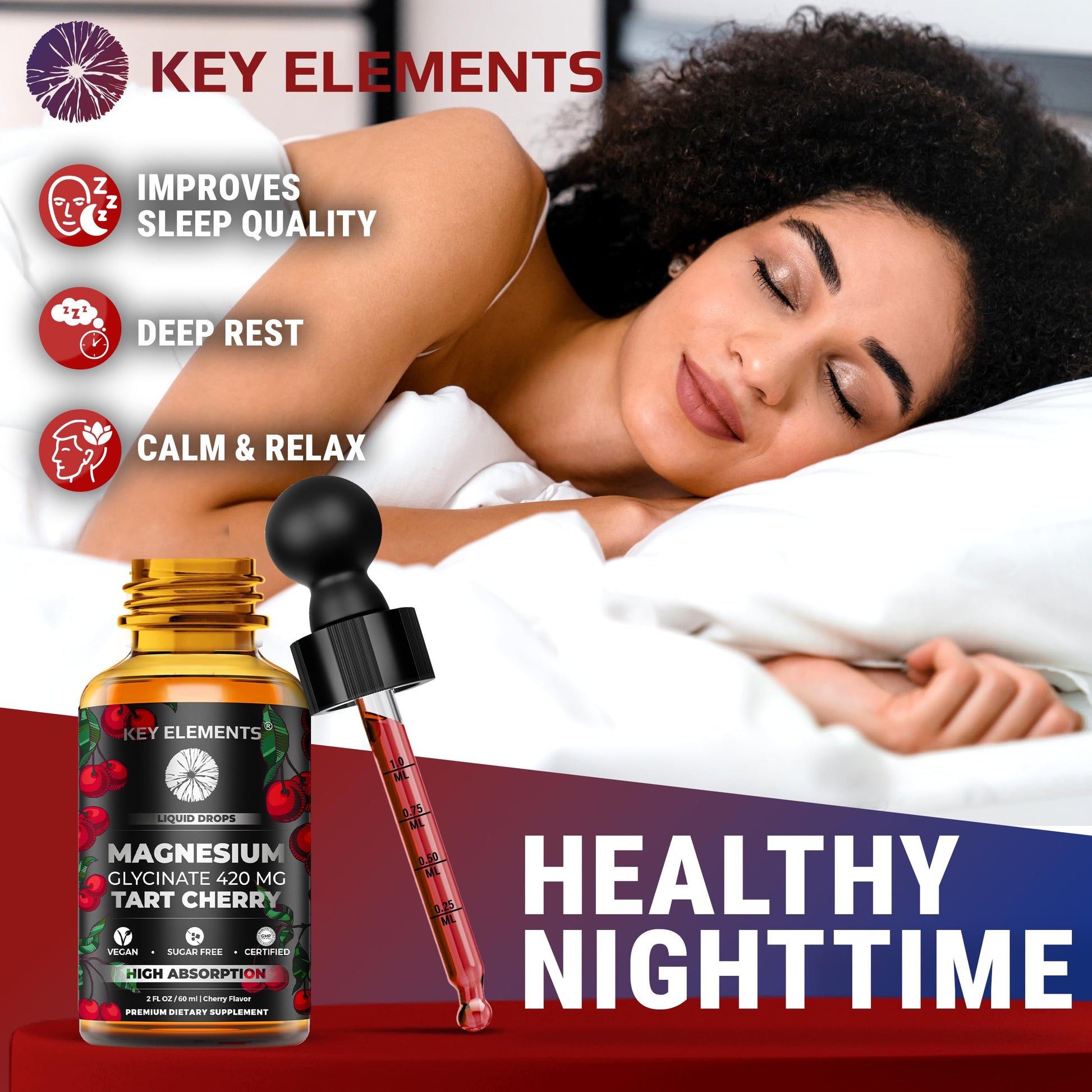 Liquid Magnesium Glycinate 420 Mg with Natural Tart Cherry Extract | Magnesium Glycinate Drops Supplement for Sleep, Mood & Mobility Support | Tart Cherry Extract KEY ELEMENTSAu supplements
