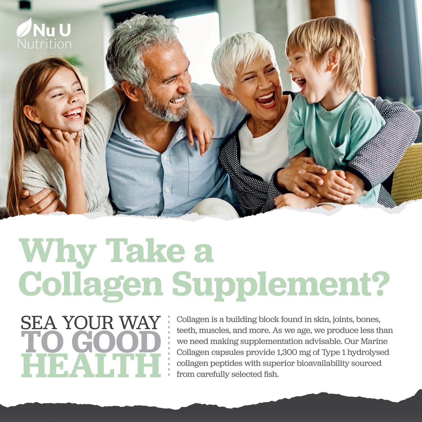 Marine Collagen with Hyaluronic Acid, Vitamin C - 90 Hydrolysed Capsules (not Tablets) - Premium High Strength Collagen Nu U NutritionUS supplements