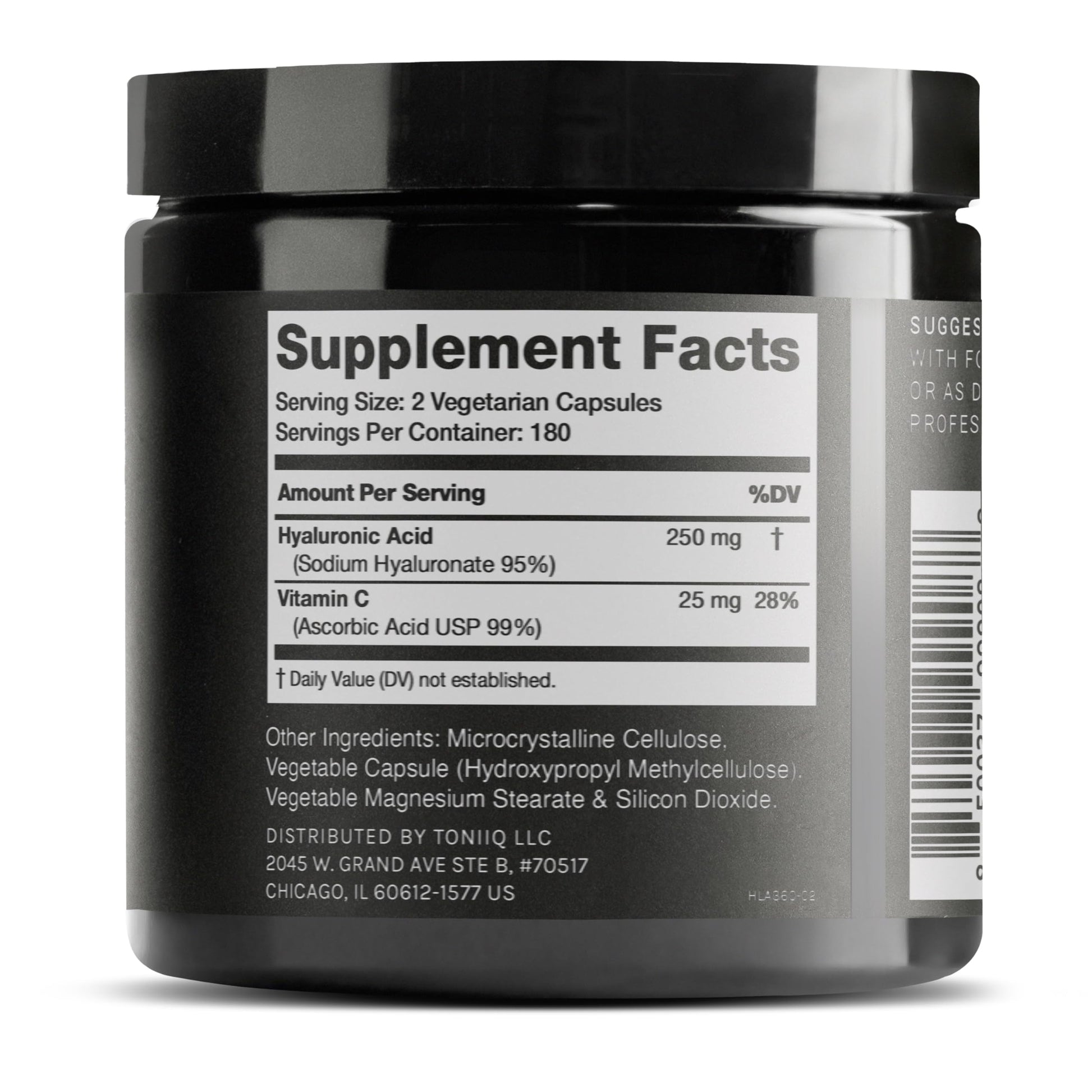 Toniiq Hyaluronic Acid Supplements – Lab Tested 95% Ultra High Purity – Fermented and Bioavailable with Vitamin C – Third Party Lab Tested – 360 Capsules ToniiqAu supplements