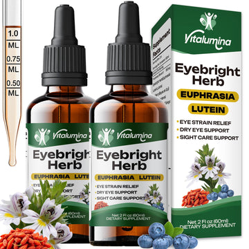 Vitalumina Eyebright Herbal Liquid with Organic Euphrasia, Lutein, Bilberry, Blueberry & Goji – Plant-Based Vegan Supplement for Adults – 4 fl oz VitaluminaAu supplements