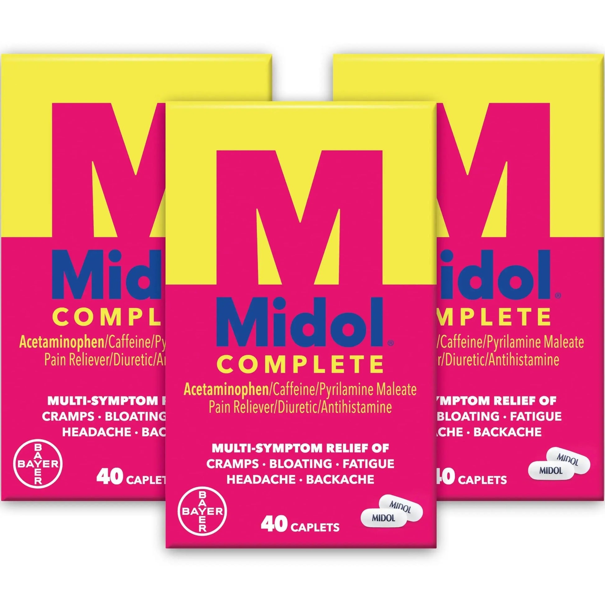 Midol Complete Menstrual Pain Relief Caplets with Acetaminophen for Period Cramps, and Menstrual Symptom Relief - 40 Count (Pack of 3) (Packaging May Vary) MidolAu supplements