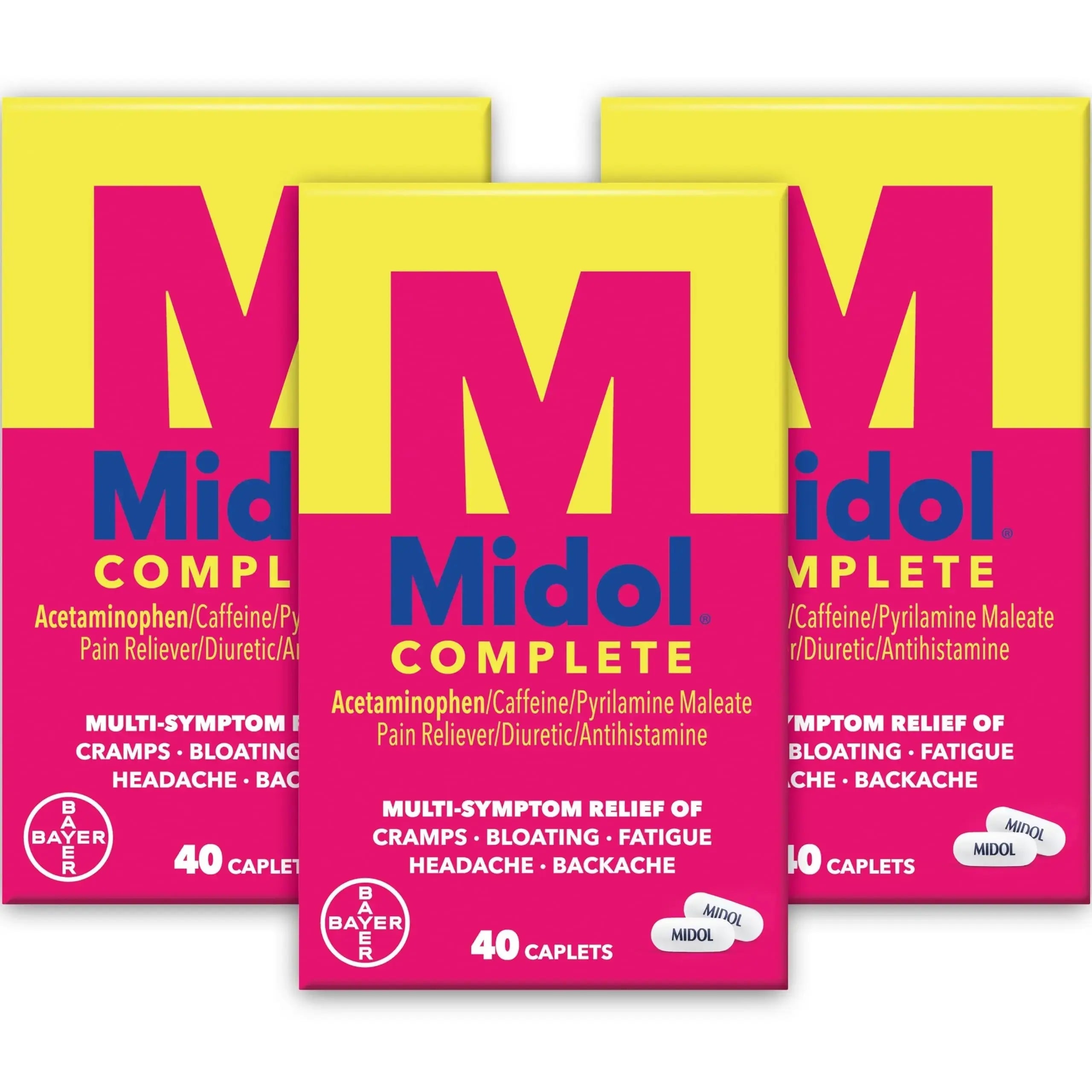 Midol Complete Menstrual Pain Relief Caplets with Acetaminophen for Period Cramps, and Menstrual Symptom Relief - 40 Count (Pack of 3) (Packaging May Vary) MidolAu supplements