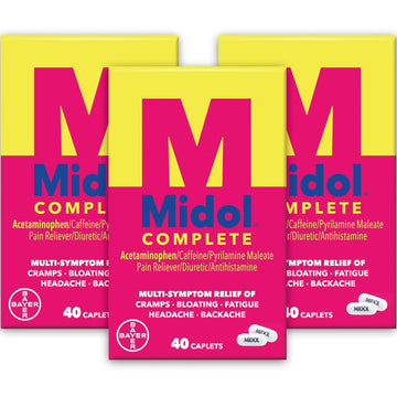 Midol Complete Menstrual Pain Relief Caplets with Acetaminophen for Period Cramps, and Menstrual Symptom Relief - 40 Count (Pack of 3) (Packaging May Vary) MidolAu supplements