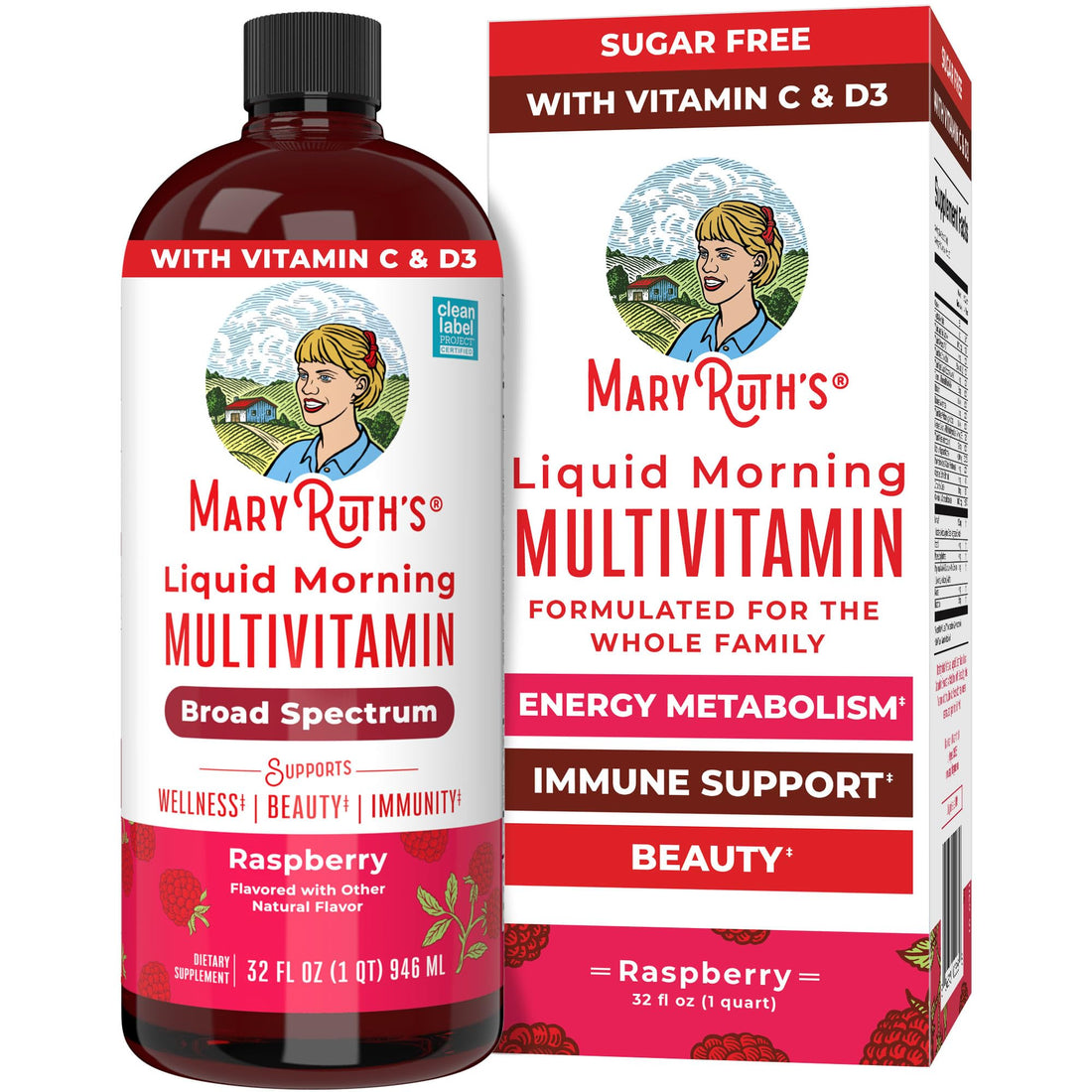 MARYRUTH'S Liquid Morning Multivitamin for Women, Men & Kids | Vitamin A C D E B6 B12 Biotin Zinc | Beauty | Vegan | Non-GMO | Gluten Free | 32 Servings MARYRUTH'SUS supplements