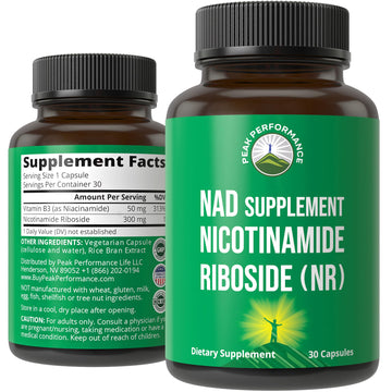 Peak Performance Nicotinamide Riboside NR Supplement Capsule. NMN Alternative NAD Supplement + Niacinamide for NAD+ Levels As We Age. 3rd Party Tested, Non-GMO, Vegan NR Vitamin for Women and Men Peak PerformanceAu supplements