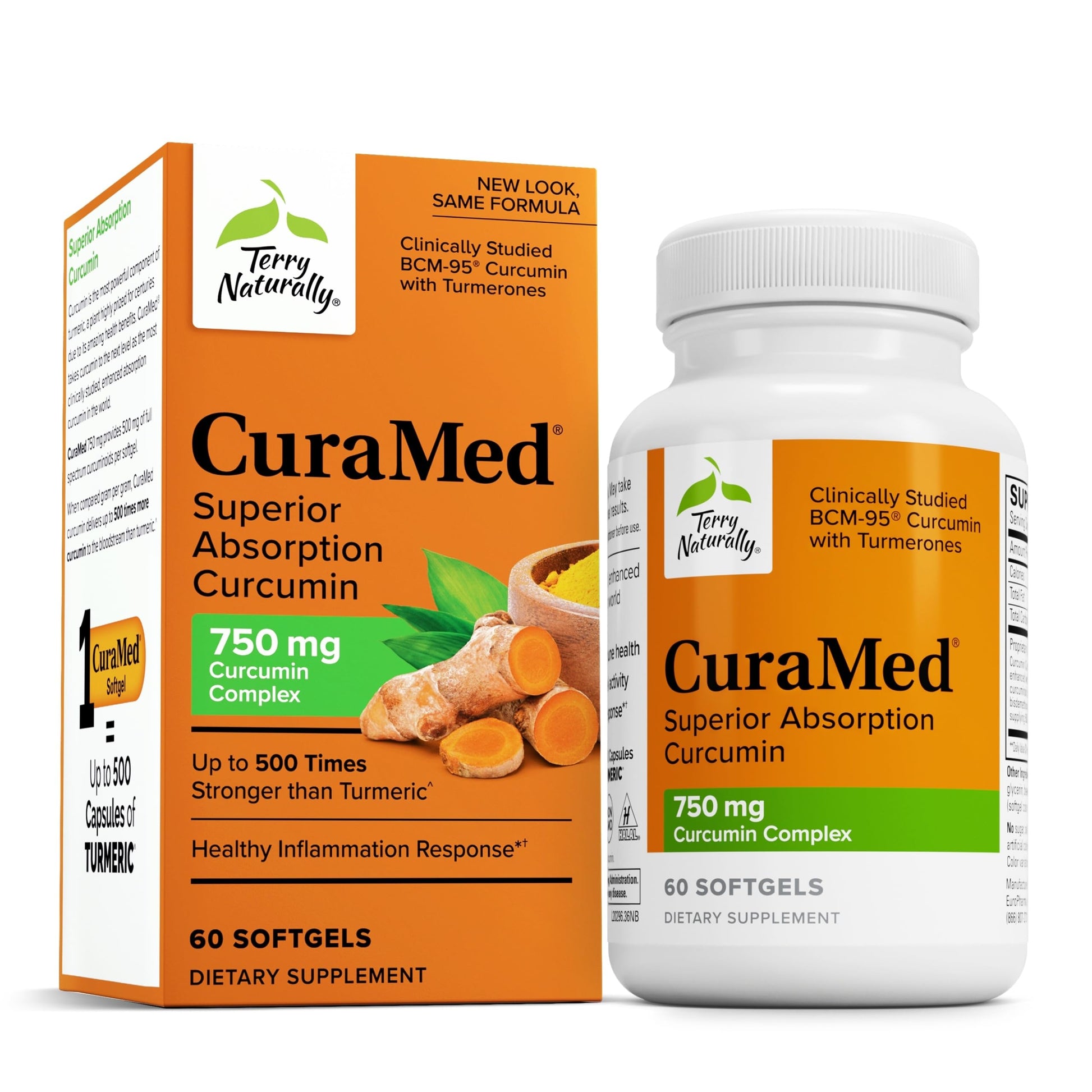 Terry Naturally CuraMed 750mg - Antioxidant Supplement for Brain & Heart Health Support - Dietary Supplement with High-Potency Curcumin Complex - Kidney, Liver & Immune Health Support - 60 Softgels Terry NaturallyAu supplements