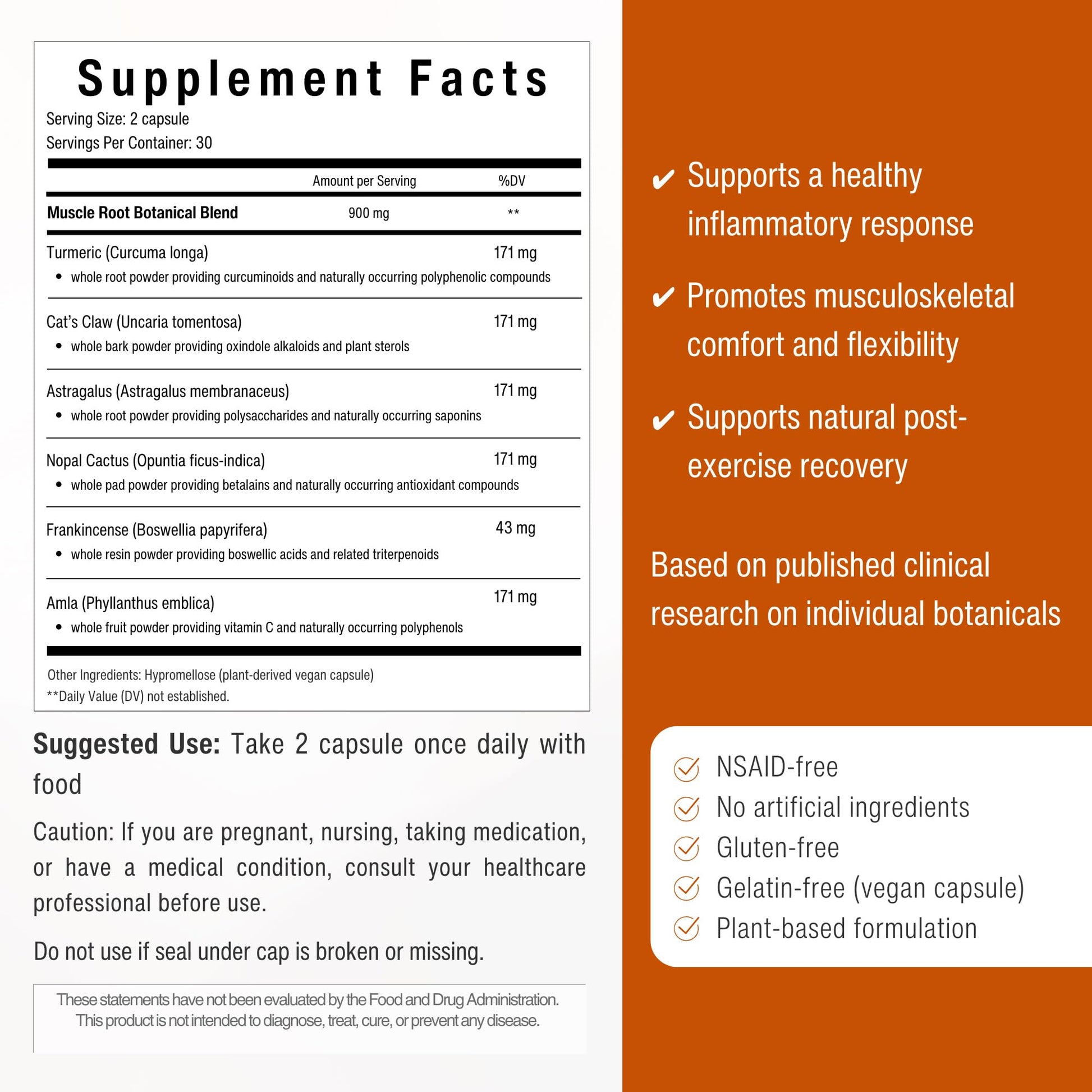 Muscle & Joint Support Supplement – Botanical Formula for Healthy Inflammatory Response | 6 Research-Backed Botanicals | Organic Turmeric | 60 Capsules | Sana Herbal Sana Herbal SciencesAu supplements