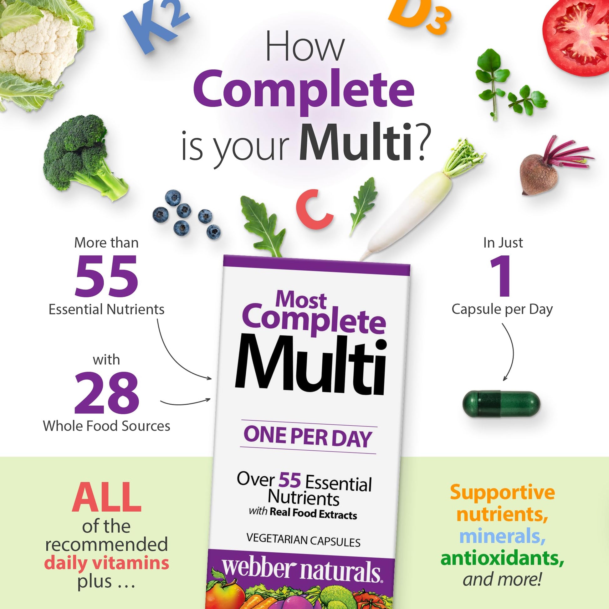 Webber Naturals Women's 50+ Most Complete Multi, 90 Vegetarian Capsules Webber NaturalsAu supplements