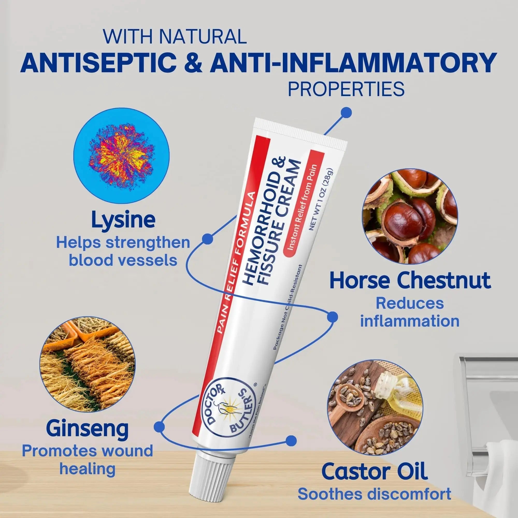 Doctor Butler's Hemorrhoid & Fissure Cream – Instant Pain Relief Hemorrhoid Treatment with Lidocaine, Fast Acting Hemorrhoid Cream for Relief from External Itching and Burning (1 oz.) Doctor Butler'sAu supplements