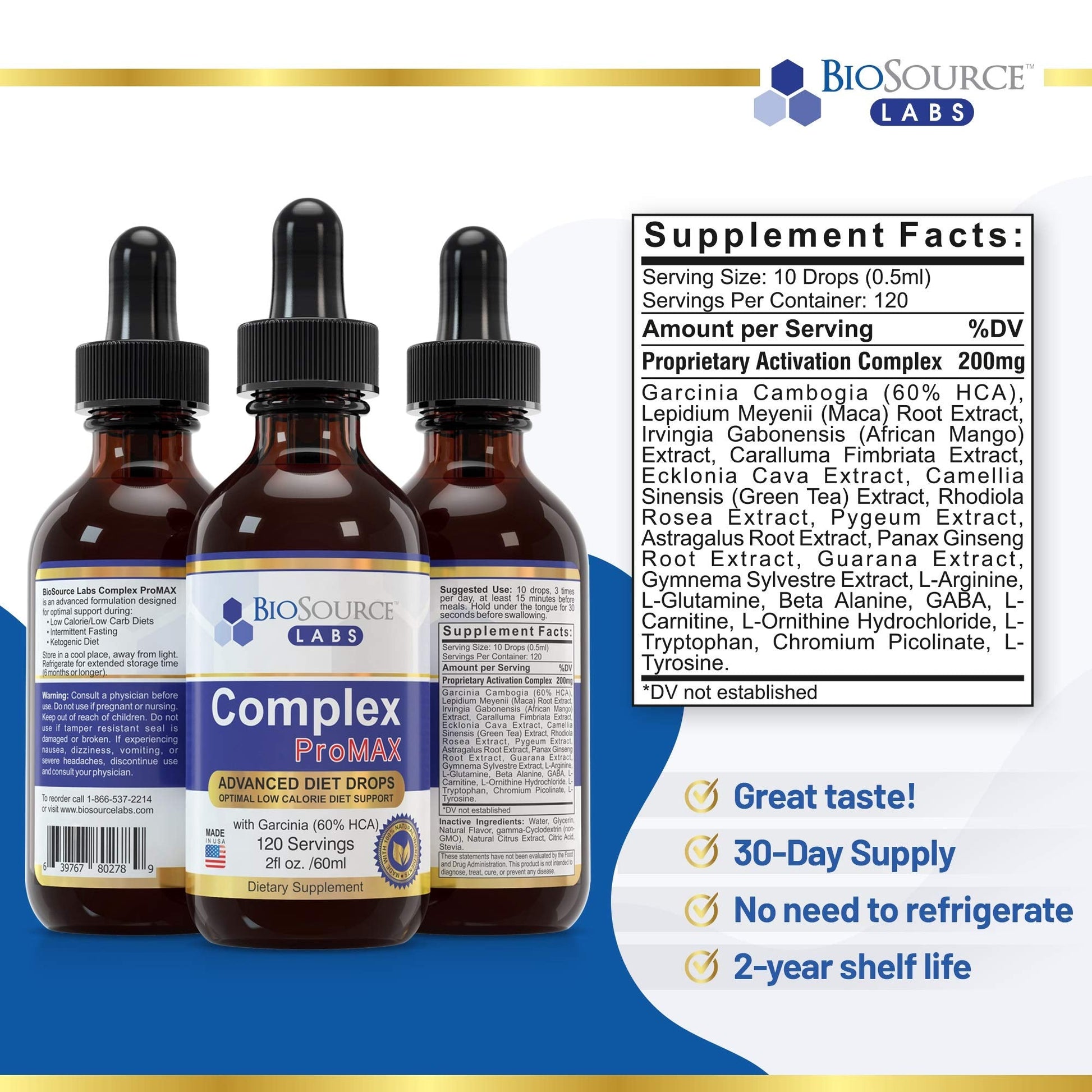 BioSource Labs Complex ProMAX Premium Diet Drops (2 x 2 oz Bottle) BioSource LabsUS supplements