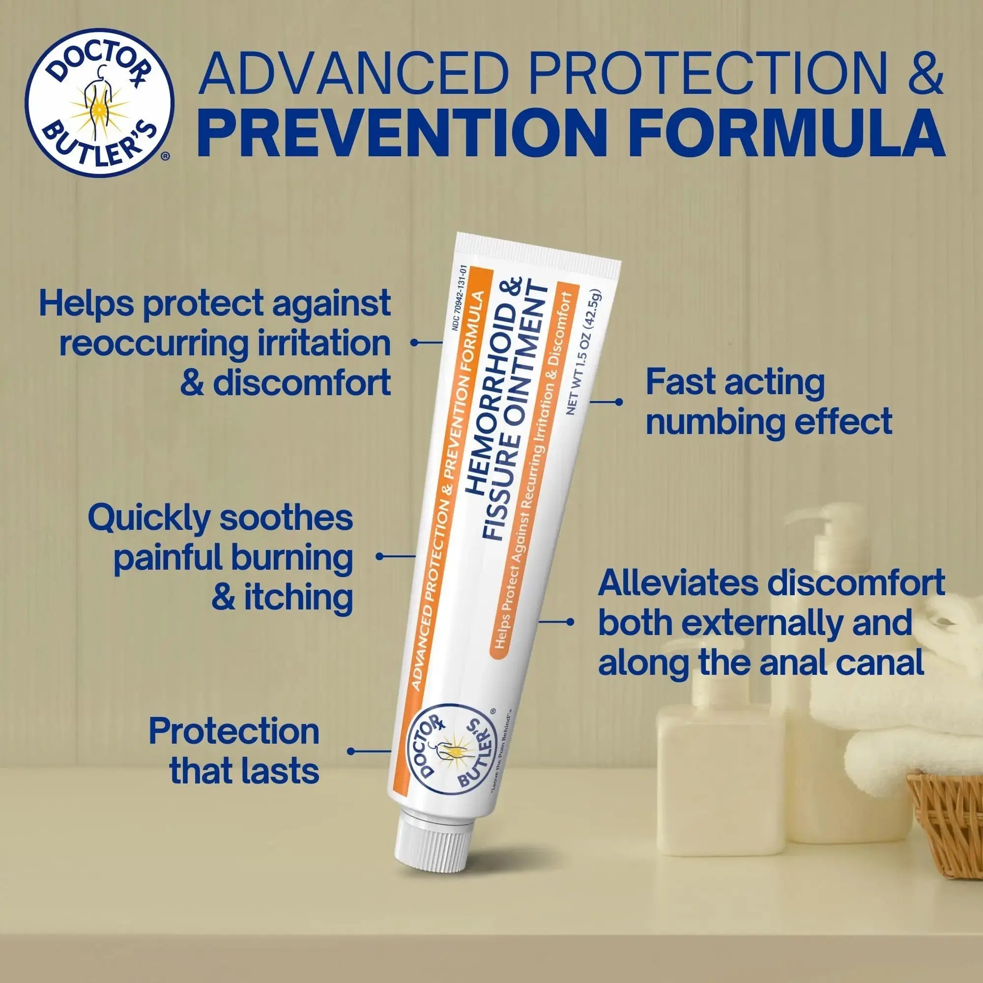 Doctor Butler's Advanced Hemorrhoid & Fissure Ointment – Lidocaine Hemorrhoid Treatment and Fissure Treatment Extra Strength Formula, Heals and Provides Fast Pain and Itch Relief* (1.5 oz.) Doctor Butler'sAu supplements