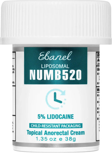 Ebanel 5% Lidocaine Numbing Cream, Pain Relief Burn Itch Numb Cream, Maximum Strength Topical Anesthetic with Allantoin, Vitamin E for Local and Anorectal Uses, Hemorrhoid Treatment, 1.35 Oz EbanelAu supplements