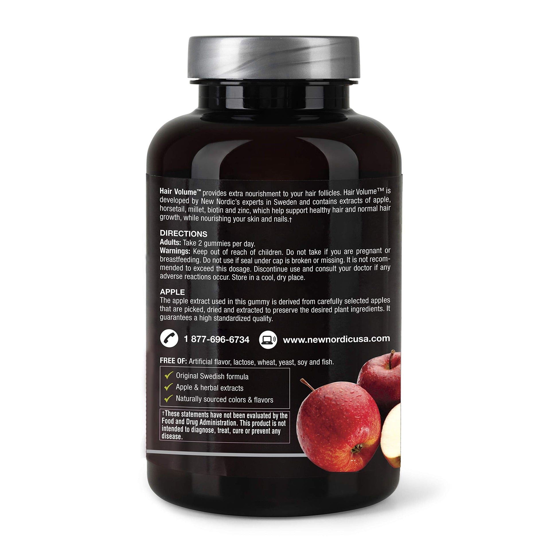 NEW NORDIC Hair Volume Gummies, 2500 mcg Biotin, Daily Hair Vitamins Supplement to Support Hair Skin & Nails, Vegan, 60 Count (Pack of 3) NEW NORDICAu supplements