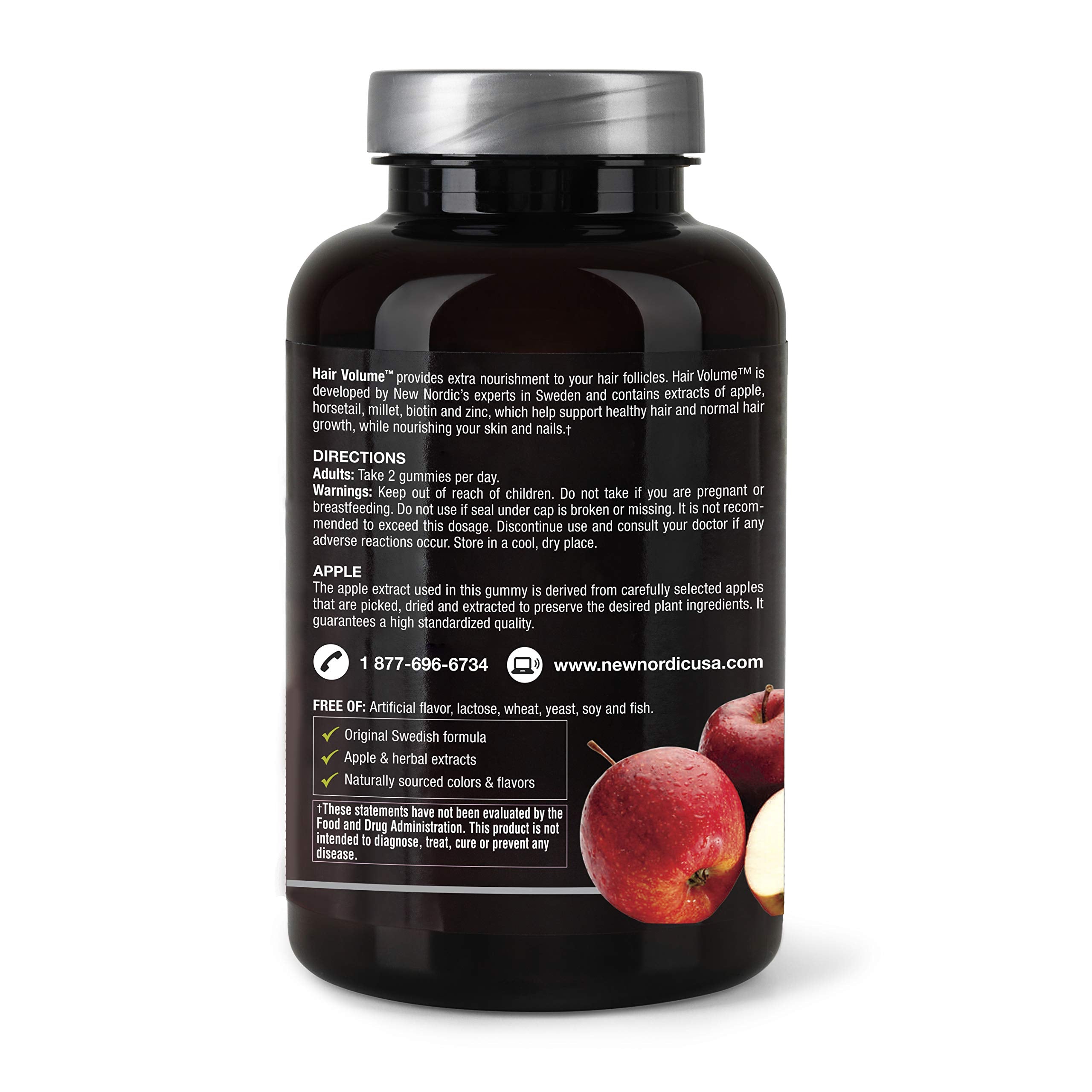 NEW NORDIC Hair Volume Gummies, 2500 mcg Biotin, Daily Hair Vitamins Supplement to Support Hair Skin & Nails, Vegan, 60 Count (Pack of 3) NEW NORDICAu supplements