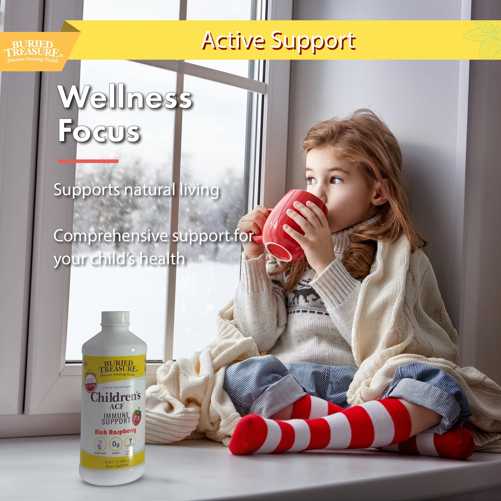 Buried Treasure Children’s ACF Liquid Immune Support for Kids – Elderberry, Echinacea & Botanicals – Raspberry Flavor – 16 oz – Sugar Free Buried TreasureAu supplements