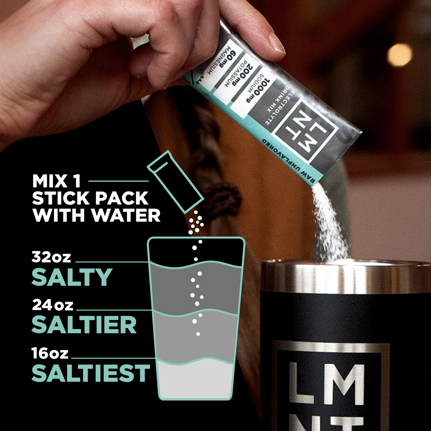 LMNT Zero Sugar Electrolytes - Raw Unflavored Salt | Drink Mix | 30-Count Drink LMNTUS supplements