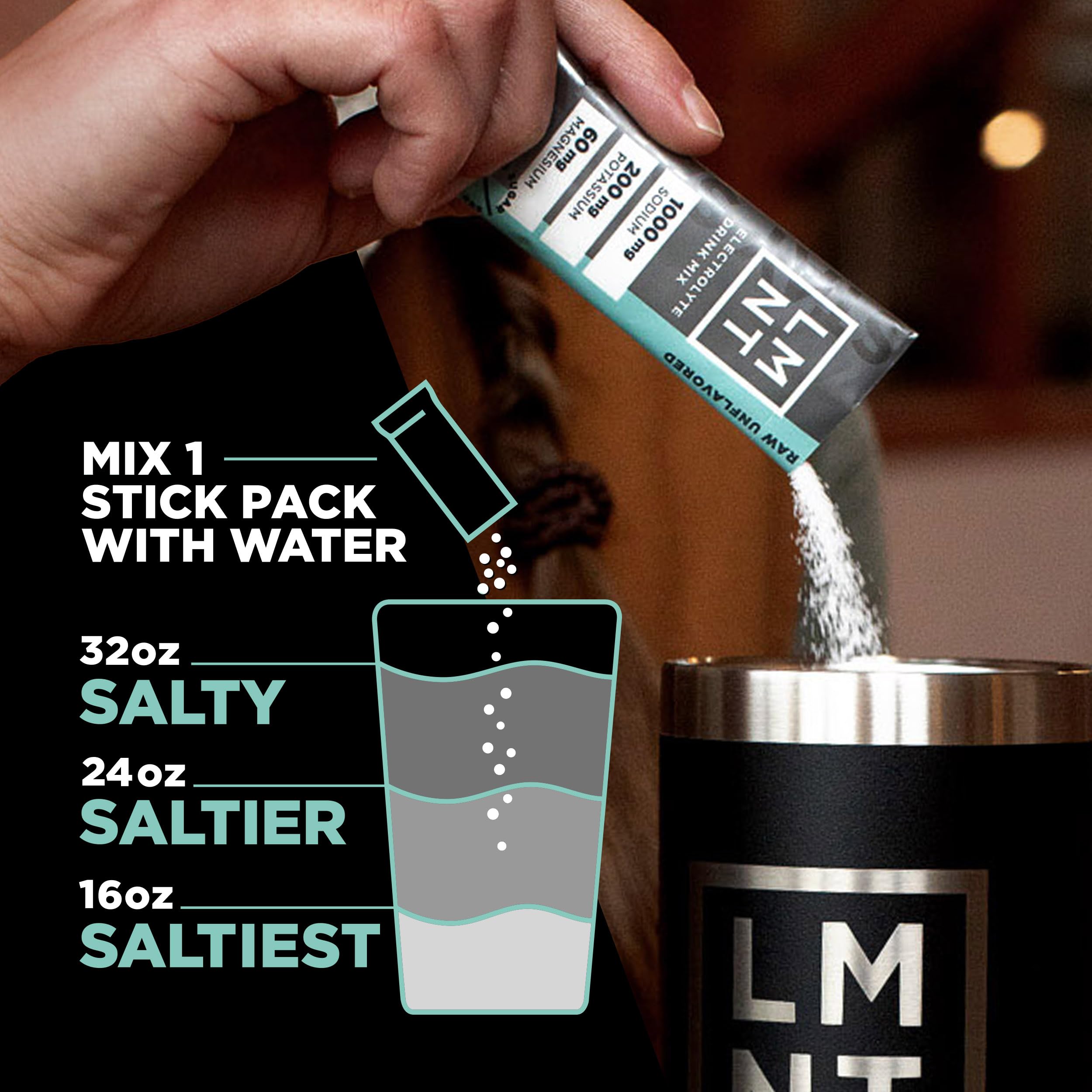 LMNT Zero Sugar Electrolytes - Raw Unflavored Salt | Drink Mix | 30-Count Drink LMNTUS supplements