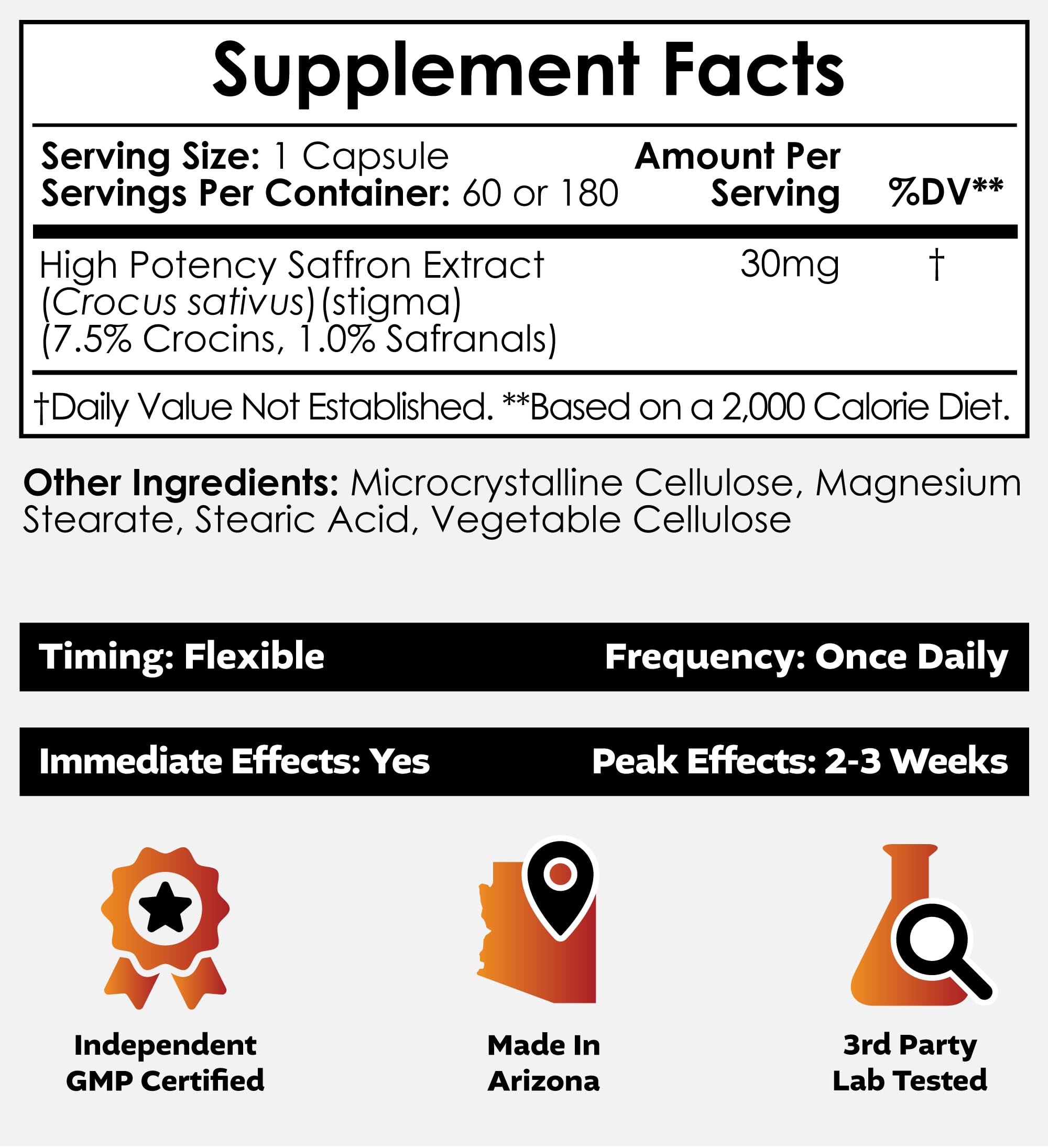 Nootropics Depot High Potency Saffron Extract Capsules | 30mg | Minimum 7.5% Crocins and 1% Safranals | Crocus sativus | 60 ct Nootropics DepotAu supplements