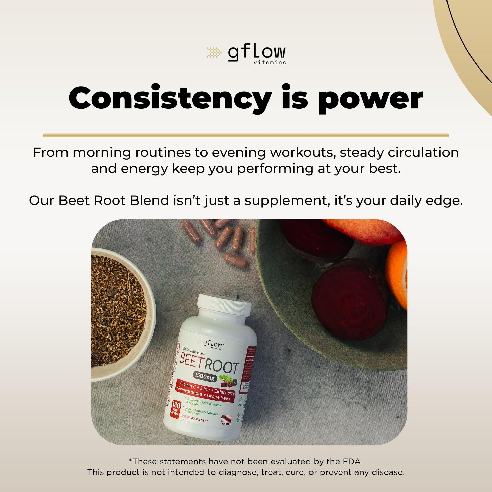 gflow vitamins Beet Root Capsules Organic - All Natural with Vitamin C and Zinc - Supports Heart Health & Stamina, Non-GMO, 180 Vegetarian Capsules | Made in USA gflow vitaminsAu supplements