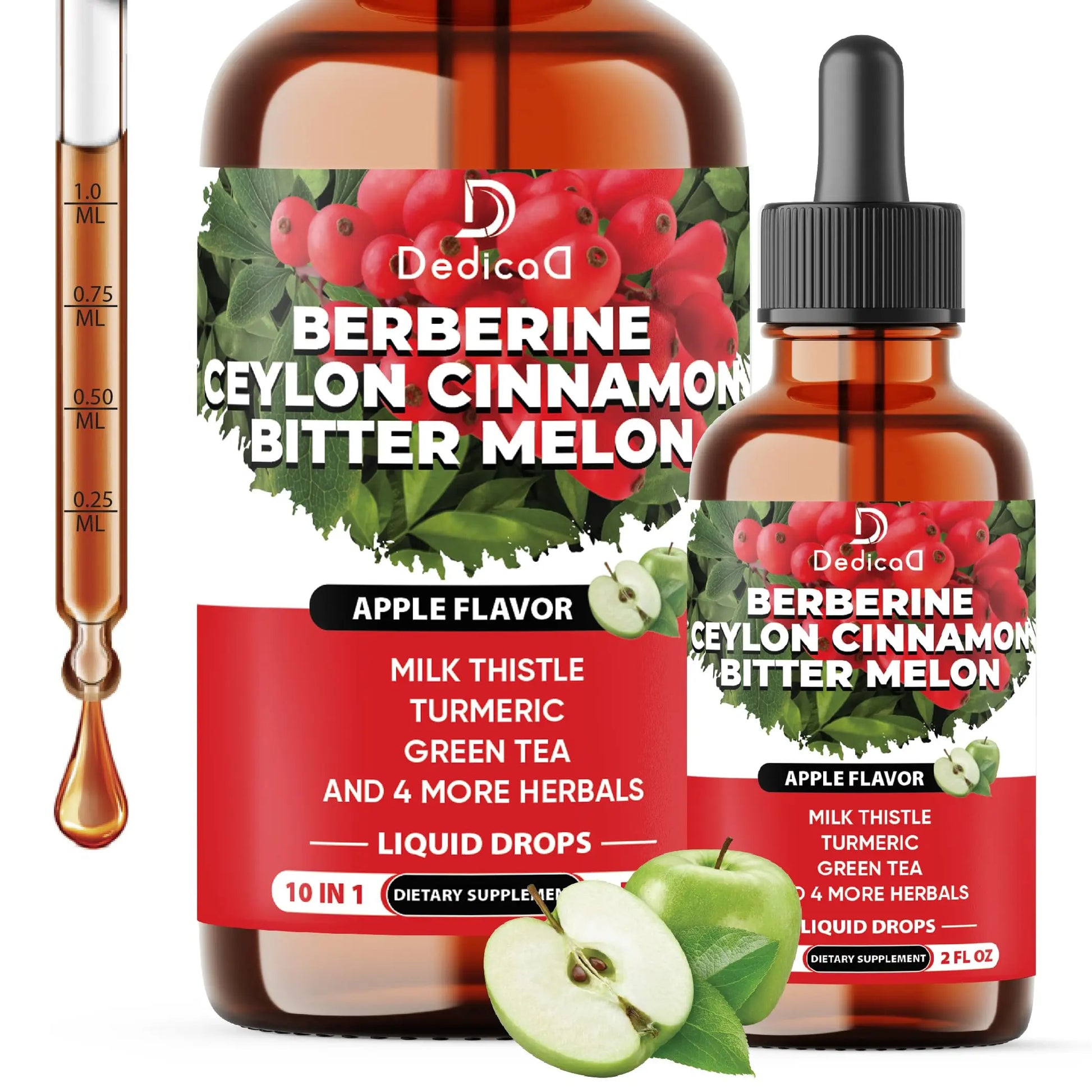 DEDICAD 10in1 Berberine HCl Drops - Liposomal Berberine Liquid - Activator Berberine with Ceylon Cinnamon, Bitter Melon, and 7 More - 60ml DEDICADAu supplements